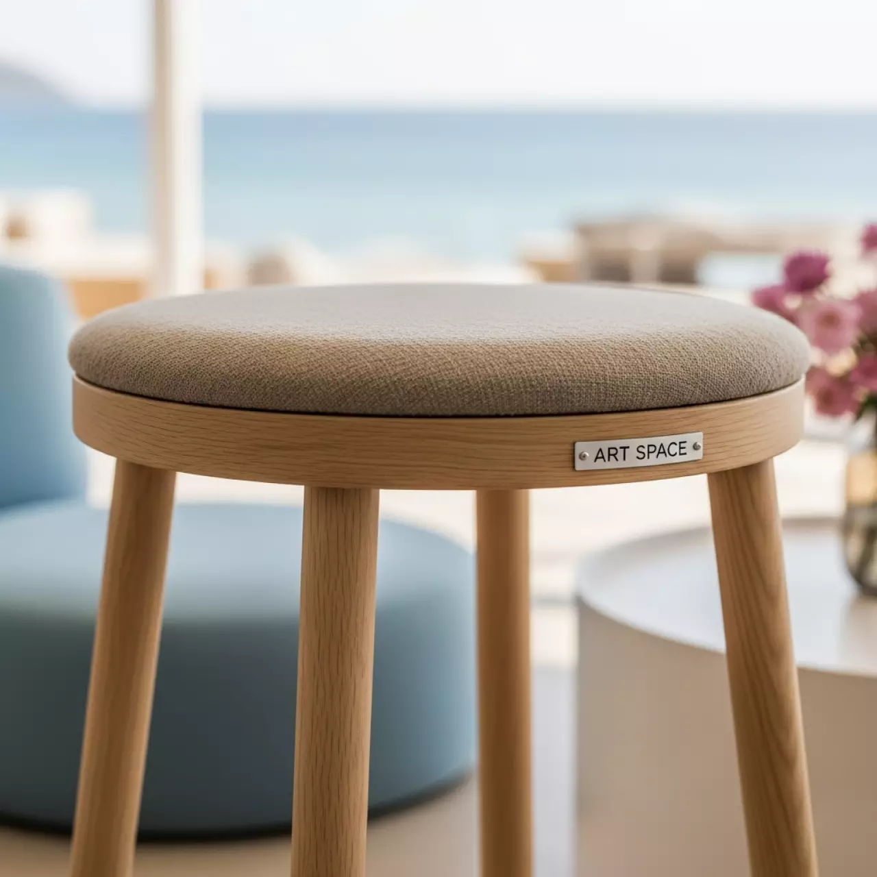Аренда Табурет Рондо бежевый в пляжном клубе Del Mar — ART SPACE