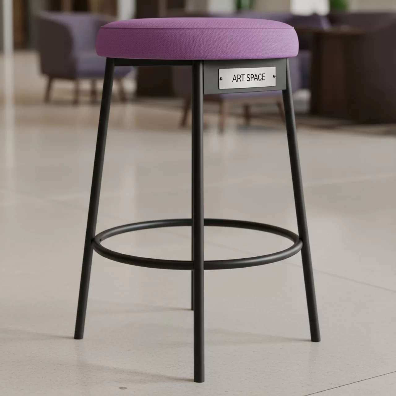 Аренда Табурет Рондо каркас черный сиреневый в City Park Hotel Sochi — ART SPACE