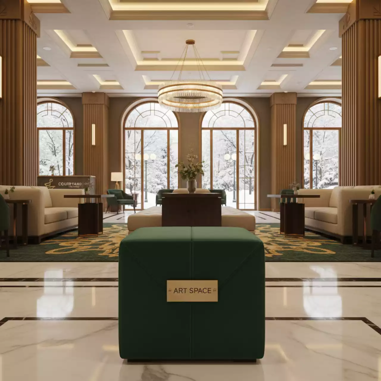 Аренда Табуретка Loft куб зеленая в Courtyard by Marriott Sochi — ART SPACE