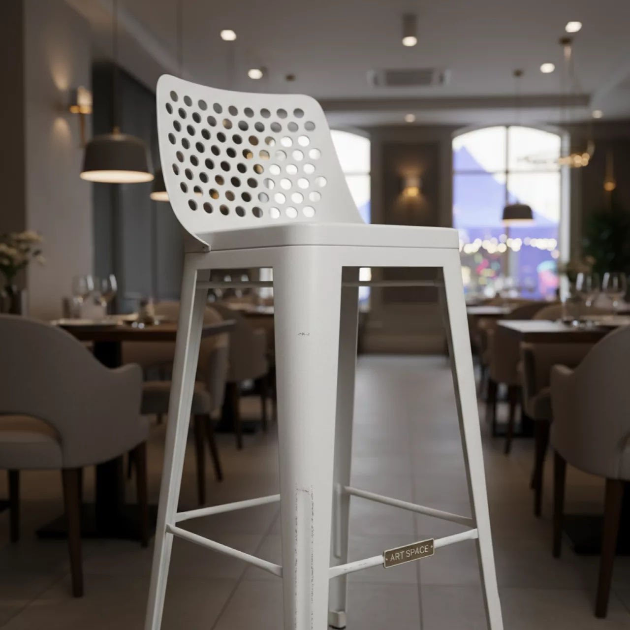 Аренда Табуретов Tolix Белый в Ресторане «Магеллан» — ART SPACE