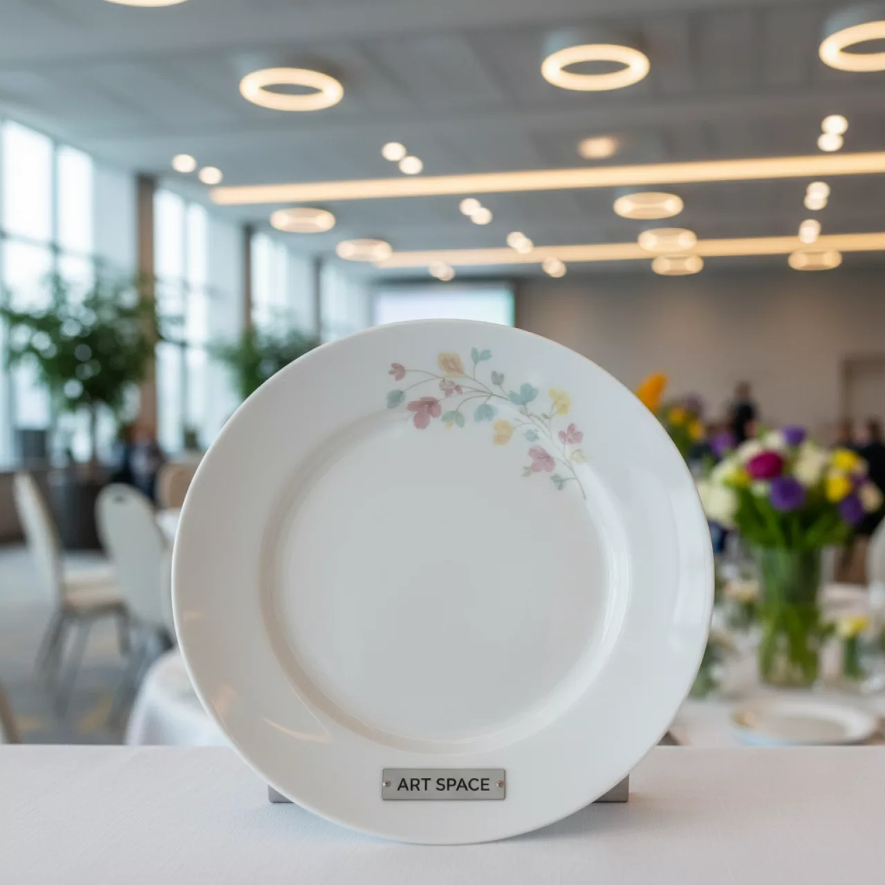 Аренда Тарелка белая с рисунком Цветы в Radisson Blu Resort & Congress Centre — ART SPACE