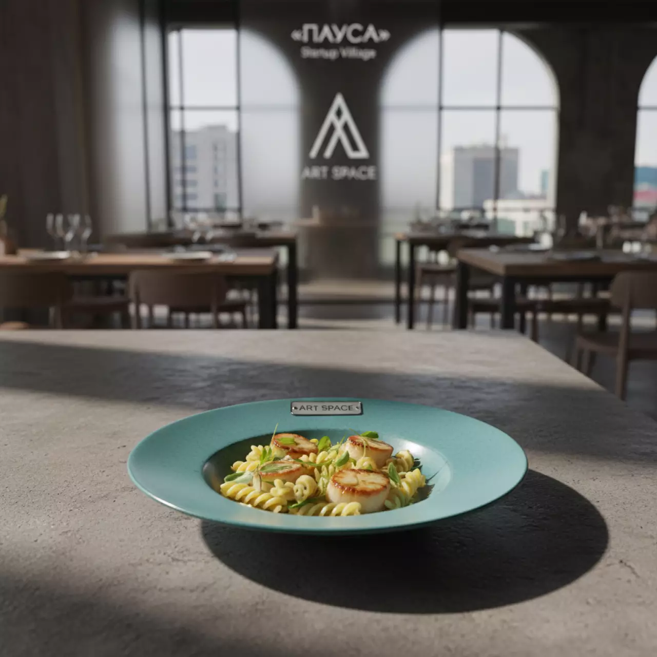 Аренда Тарелка для пасты бирюзовая Porland 31 см в ресторане «Паруса» — ART SPACE