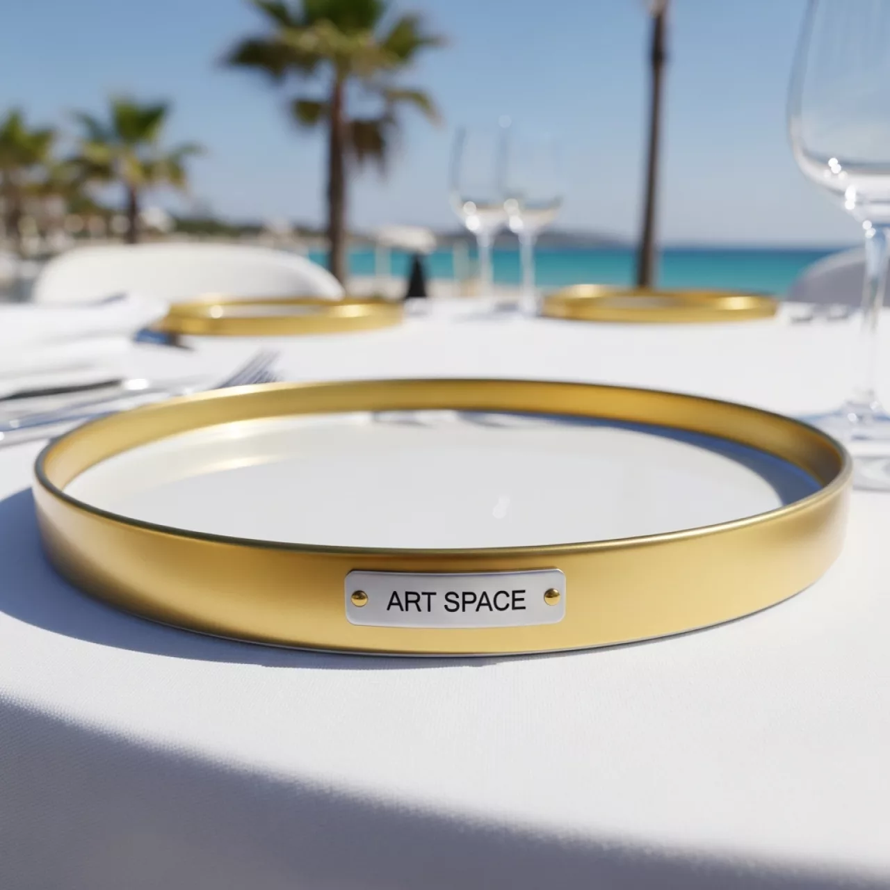 Аренда Тарелка Флоренция золотая 33 см на пляже «Мандарин» — ART SPACE
