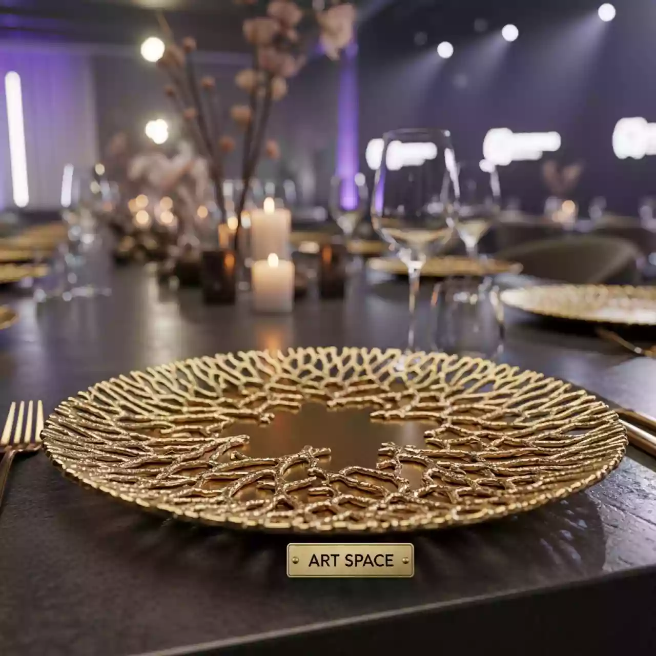 Аренда Тарелка Коралл золото в ресторане «Магадан» — ART SPACE