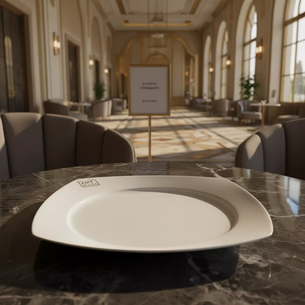 Аренда Тарелка квадратная белая фарфоровая Fonda 30 см в отеле «Звездный» — ART SPACE