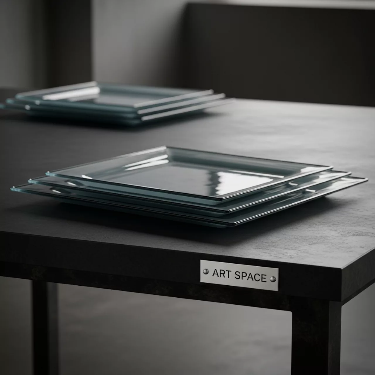 Аренда Тарелка квадратная Zeiher из тонированного стекла 50х50 см в Boutique Hotel PORTUM 1905 — ART SPACE