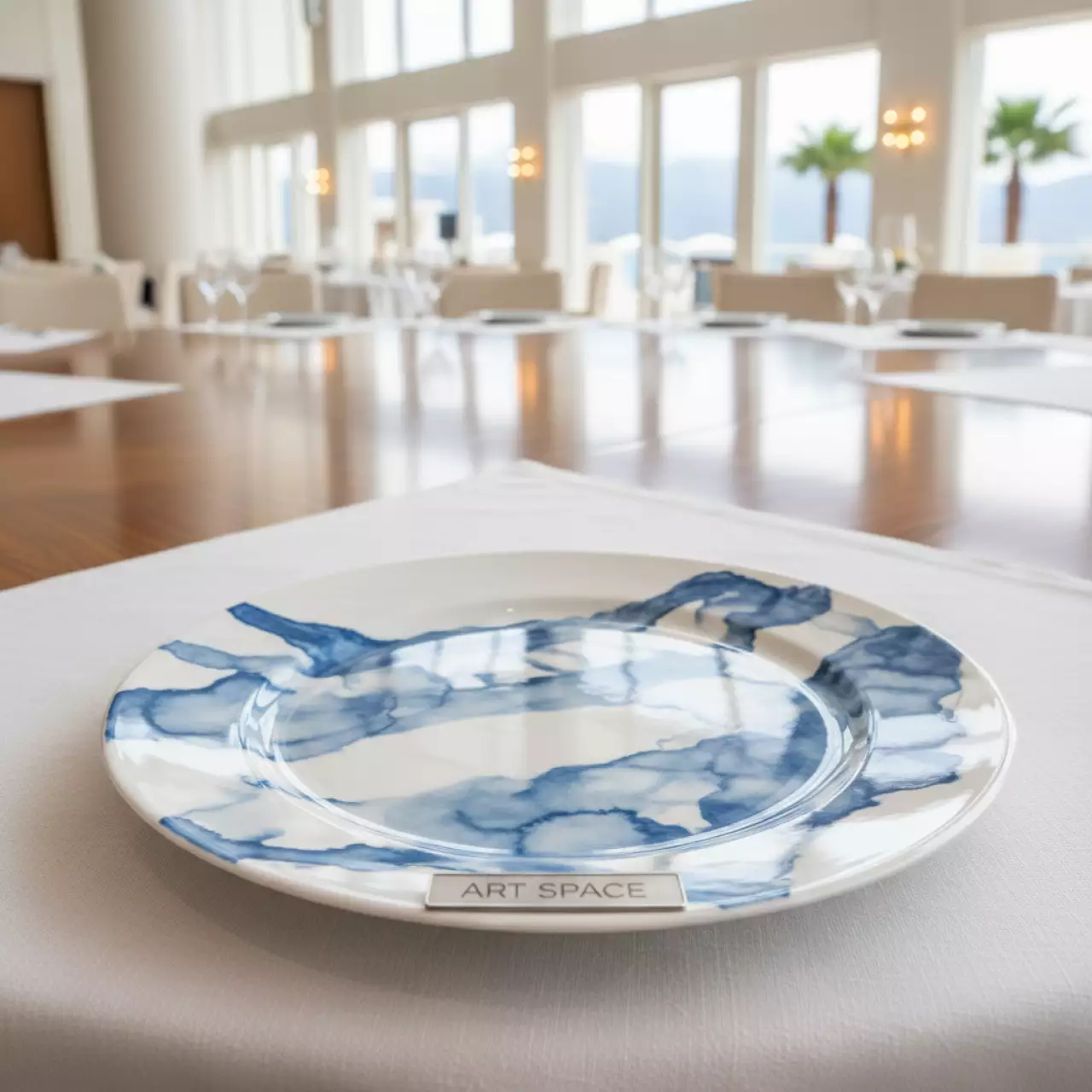 Аренда Тарелка обеденная Акварель голубая в Swissôtel Resort Sochi Kamelia — ART SPACE