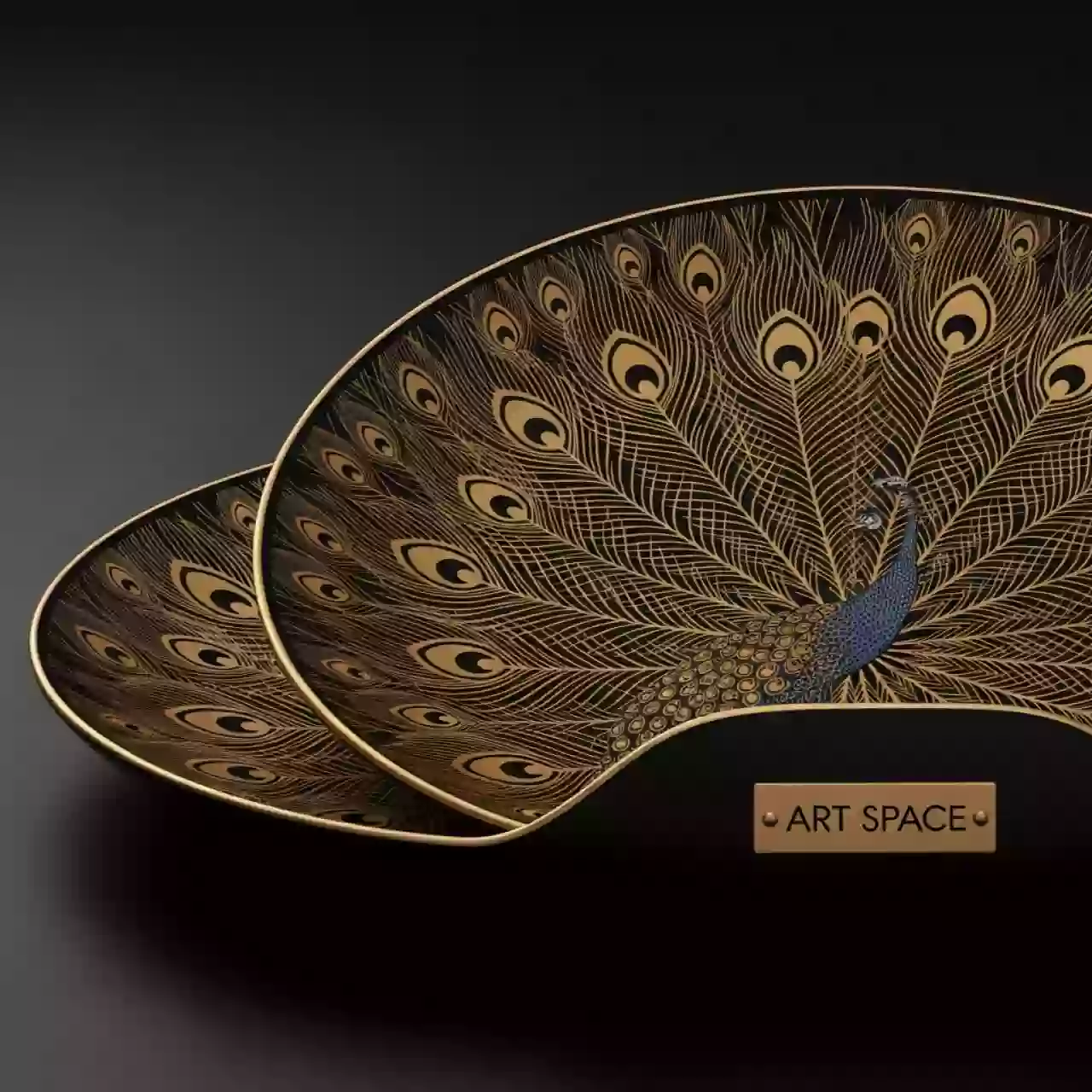 Аренда Тарелка павлин черно золотое в ресторане «Sanremo» — ART SPACE