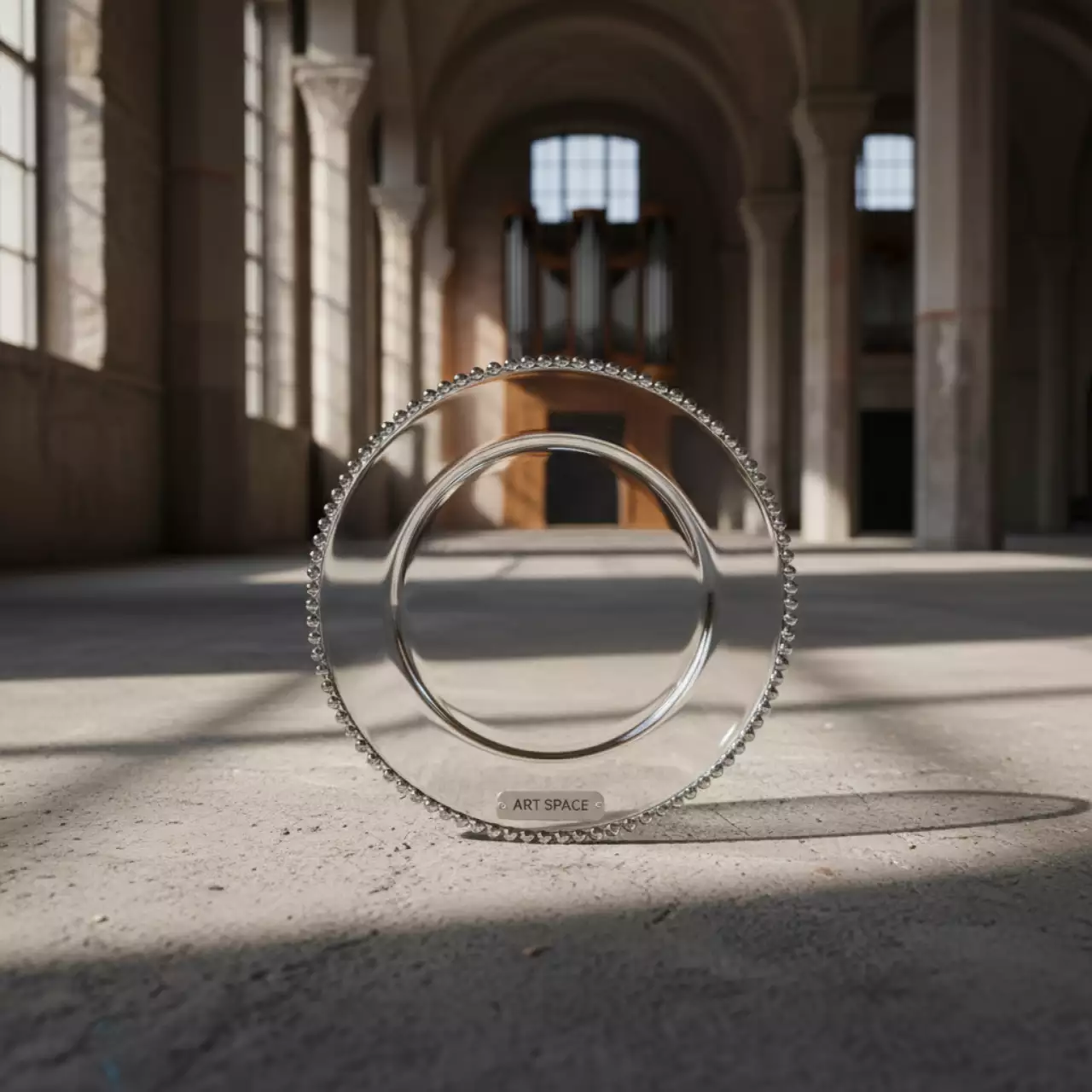 Аренда Тарелка подстановочная Ариэль из стекла с серебряными бусинками 32 см в Зале органной и камерной музыки — ART SPACE