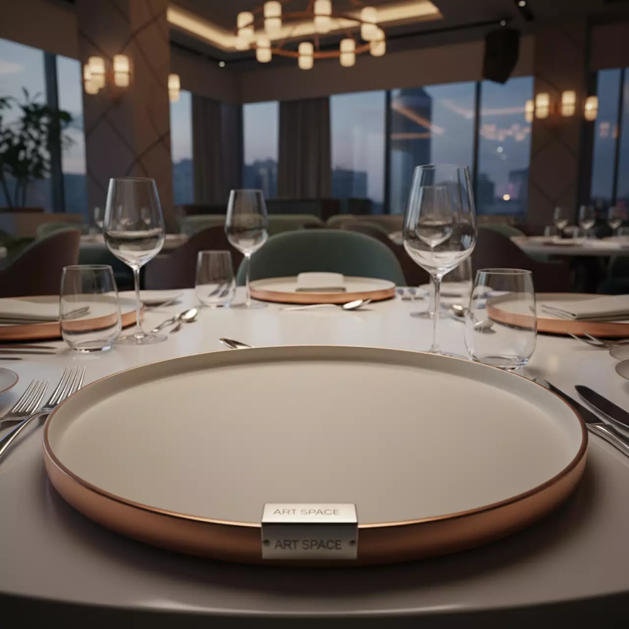 Аренда Тарелка подстановочная ЭВРИДИКА с медным кантом в ресторане «D.O.M» — ART SPACE