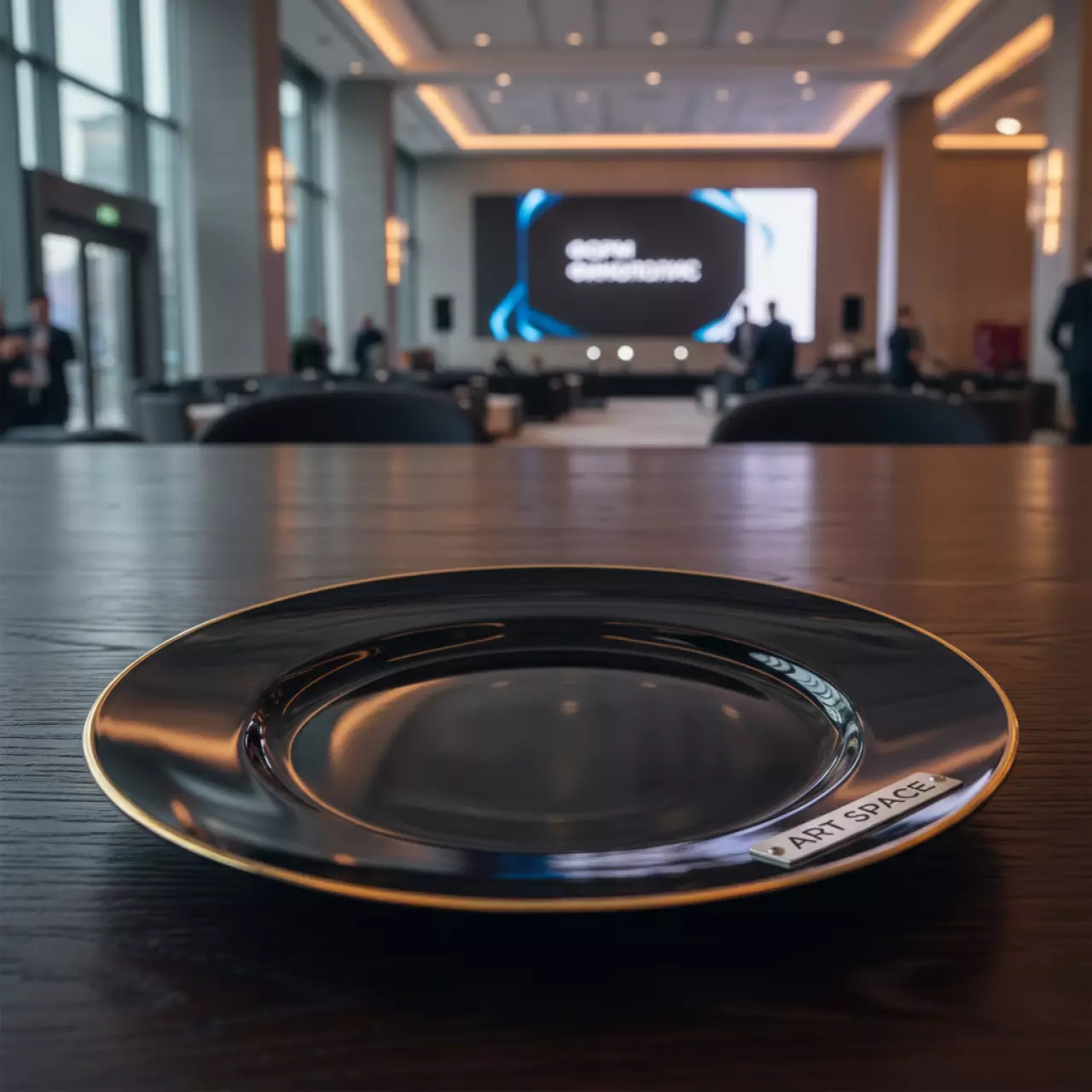 Аренда Тарелка подстановочная Gatsby черная с золотой каймой 330 мм в Sport Inn Hotel & Wellness — ART SPACE