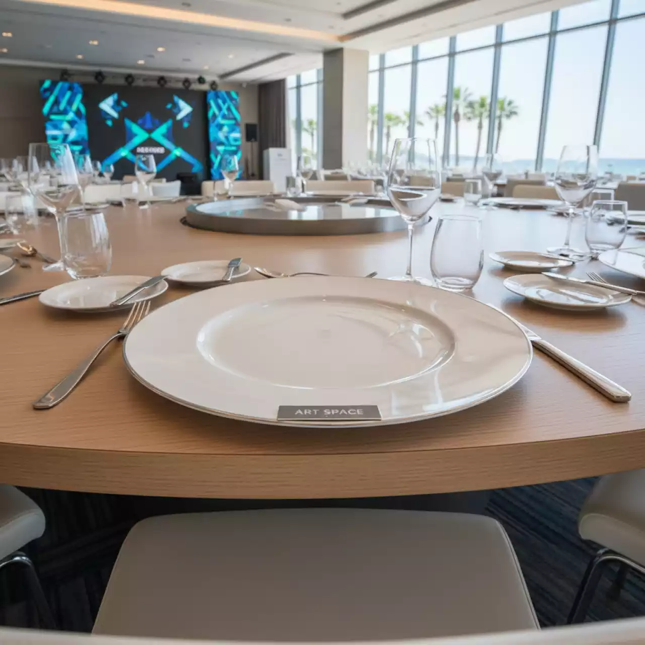 Аренда Тарелка подстановочная с серебряным кантом КАНИЛЬЯ в Radisson Blu Resort & Congress Centre — ART SPACE