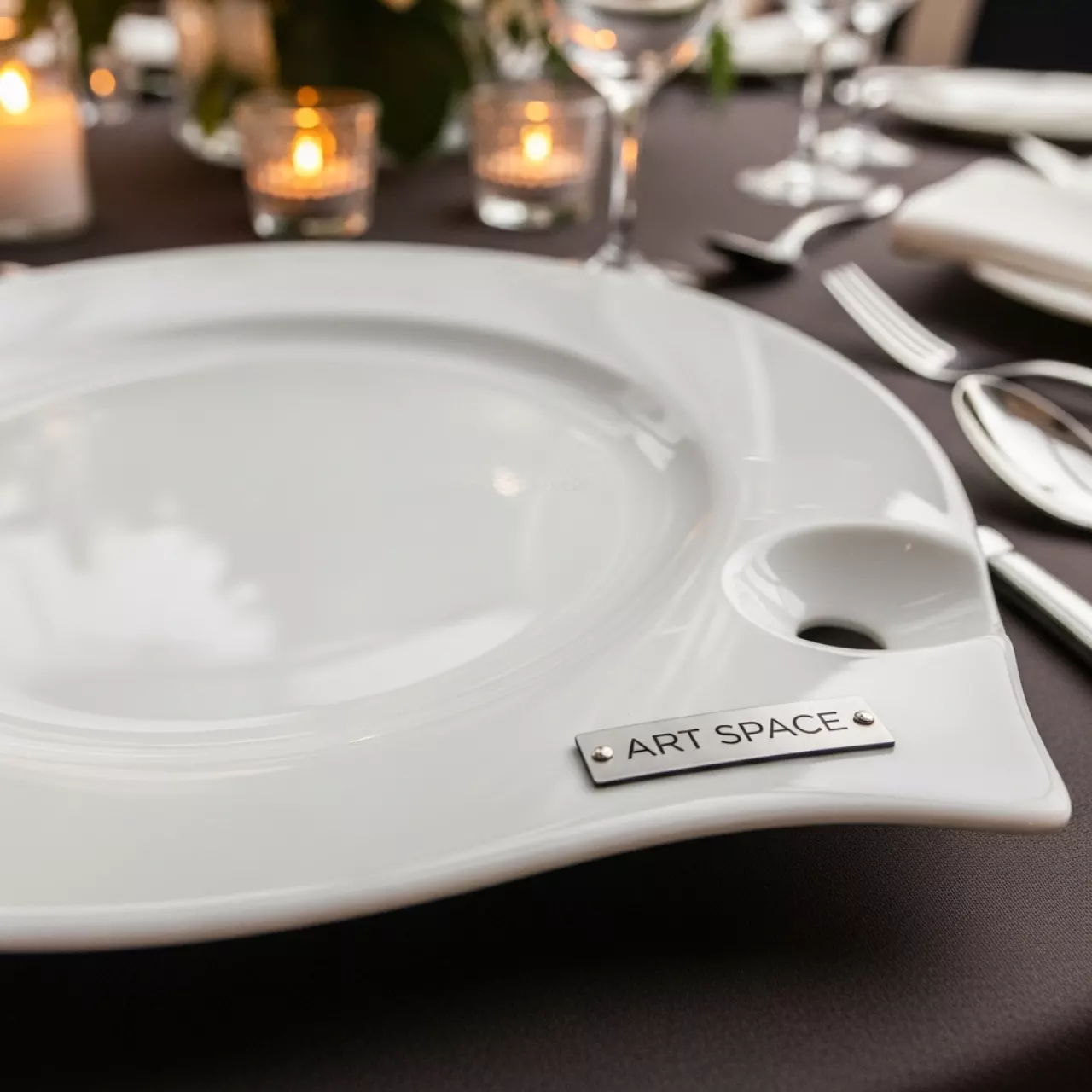 Аренда Тарелка премиум с держателем для бокала фарфор в этно-парке «Моя Россия» — ART SPACE