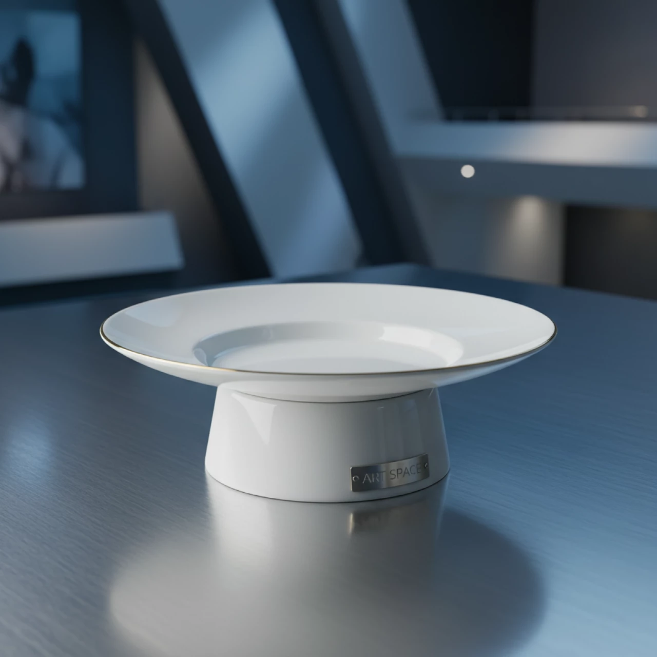 Аренда Тарелка закусочная Беладонна белая с золотой каймой 20 см высота 3,5 см в Зале органной и камерной музыки — ART SPACE