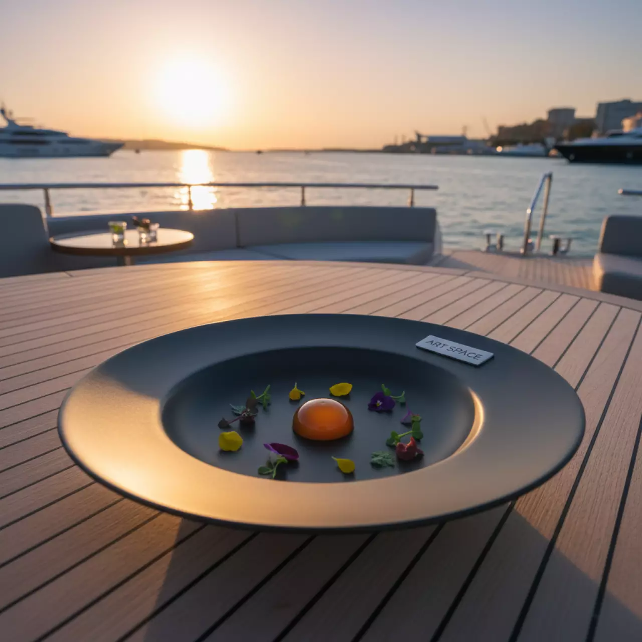 Аренда Тарелка закусочная черная Porland 24 см на VIP теплоходе (Морпорт Сочи) — ART SPACE