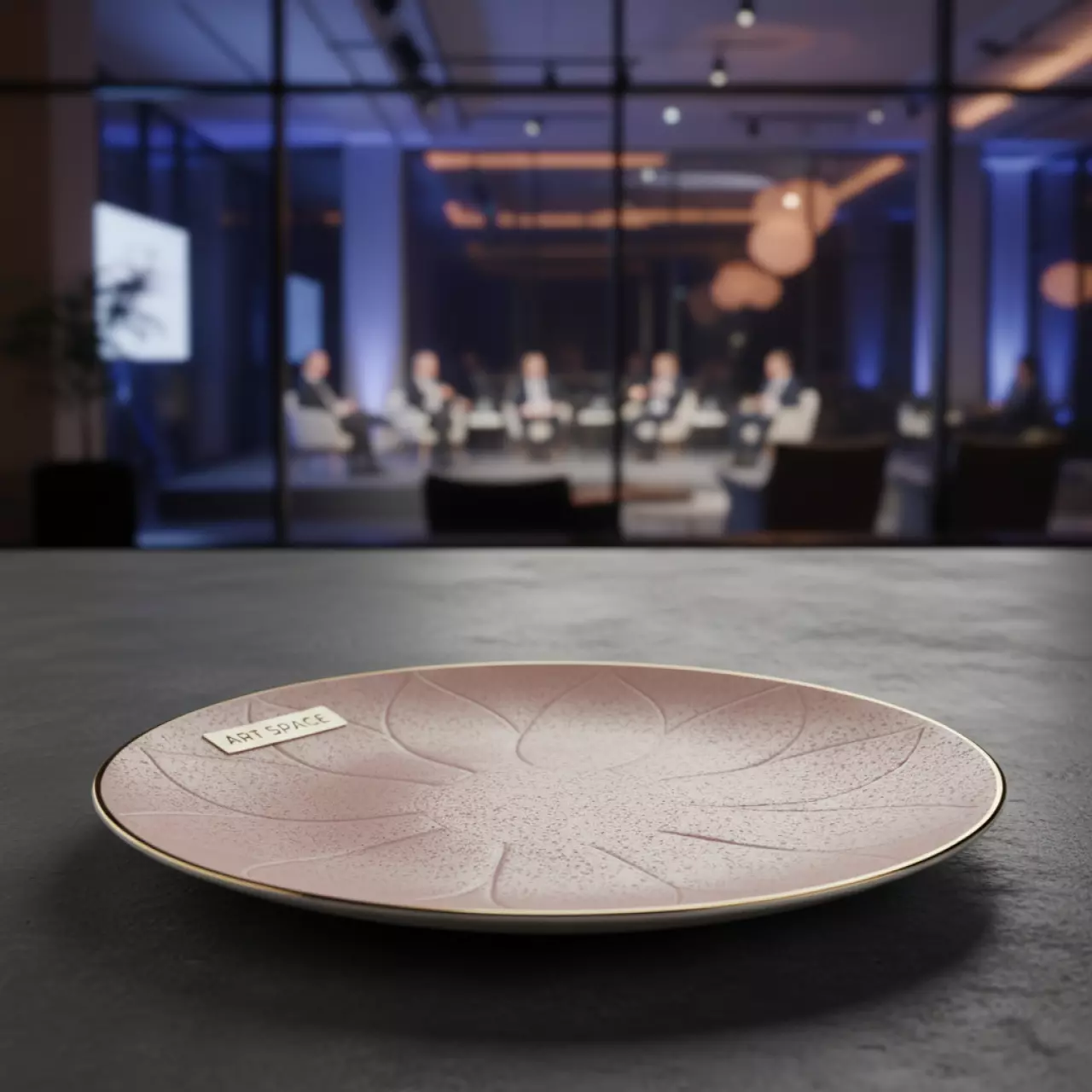 Аренда Тарелка закусочная Магнолия розовая с золотой каймой 200 мм высота 35 мм в Courtyard by Marriott Sochi — ART SPACE