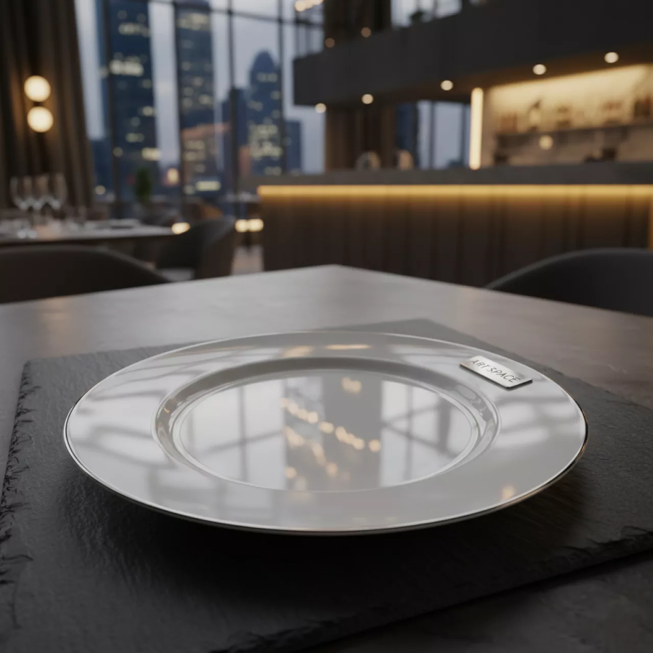 Аренда Тарелка закусочная Виго с серебряным кантом в ресторане «Магеллан» — ART SPACE