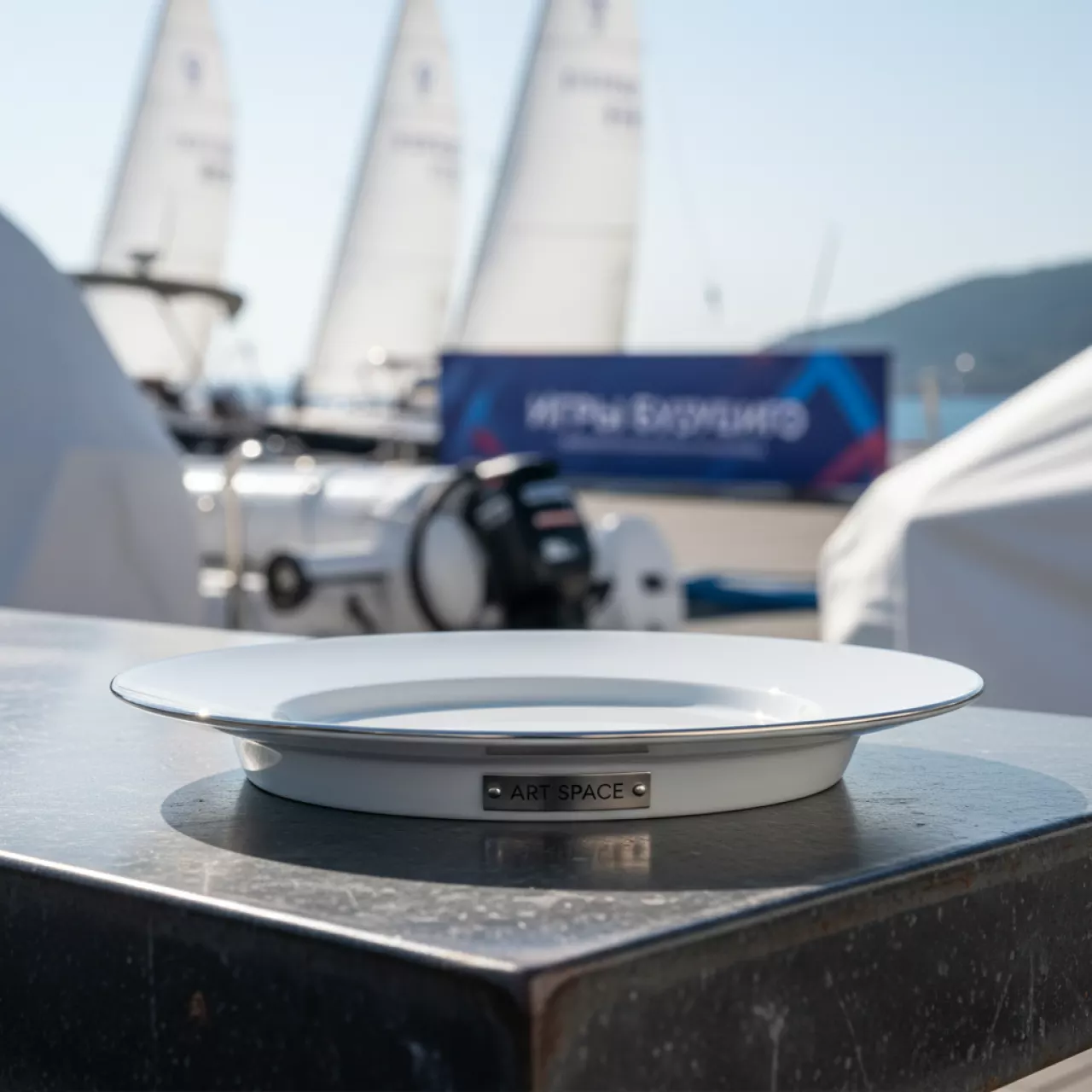 Аренда Тарелка закусочная Виго серебряный кант на парусной регате (Сочи) — ART SPACE