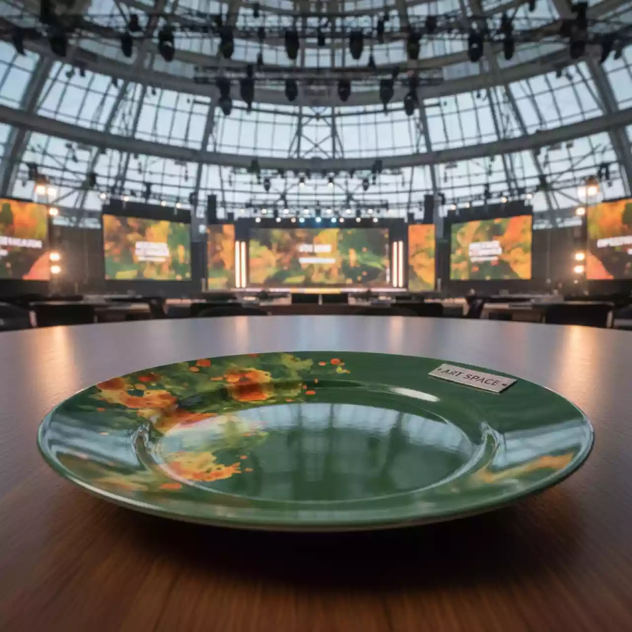 Аренда Тарелка закусочная зеленая АКВАРЕЛЬ VK Stadium Sirius — ART SPACE