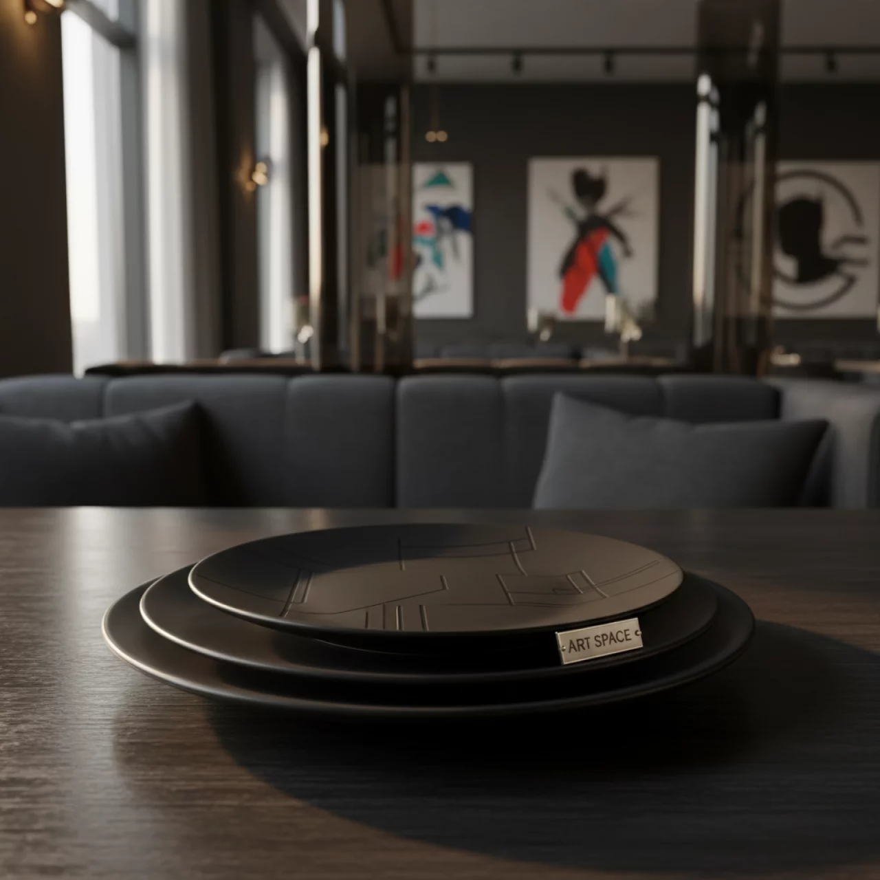 Аренда Тарелки КОРЕЛЛИ черные набор из 2 в ресторане «Brunello» — ART SPACE