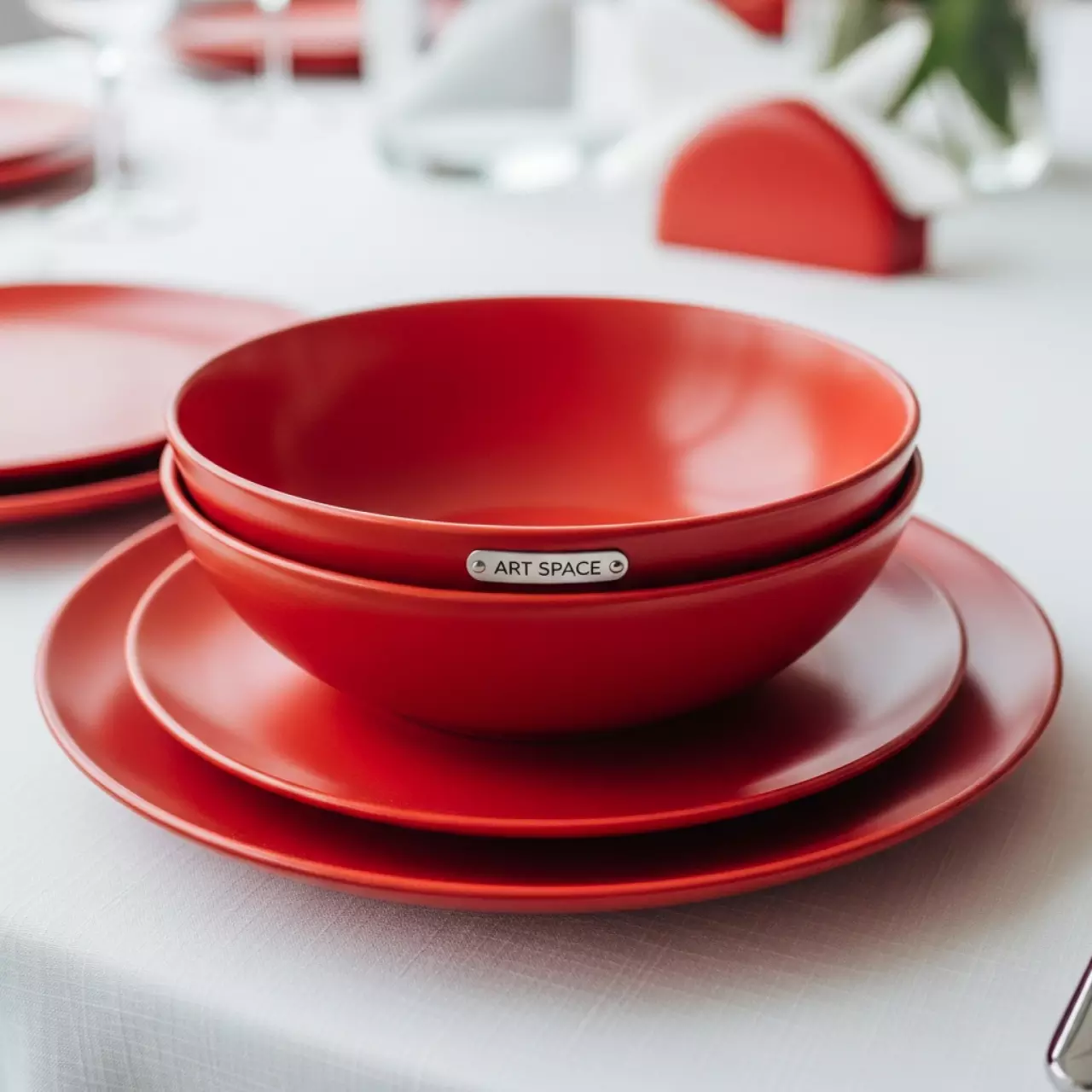 Аренда Тарелки СИМОНО красные в Imeretinskiy Hotel — ART SPACE