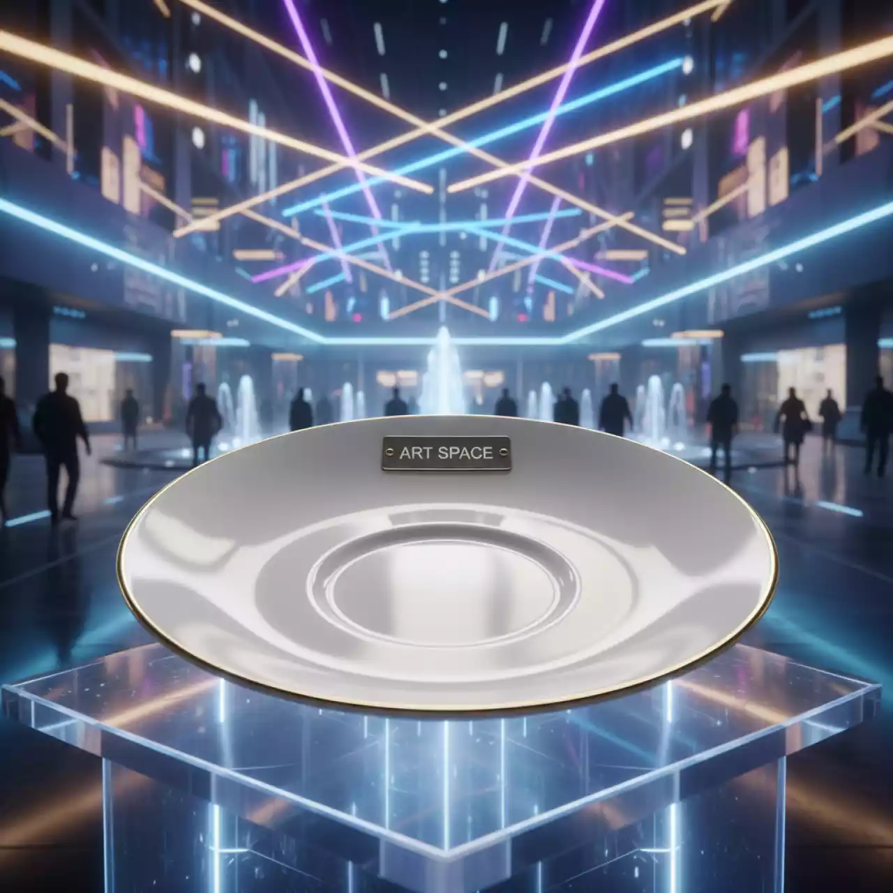 Аренда Тарелочка Беладонна белая с золотой каймой 85х25 мм в Golden Tulip Rosa Khutor — ART SPACE