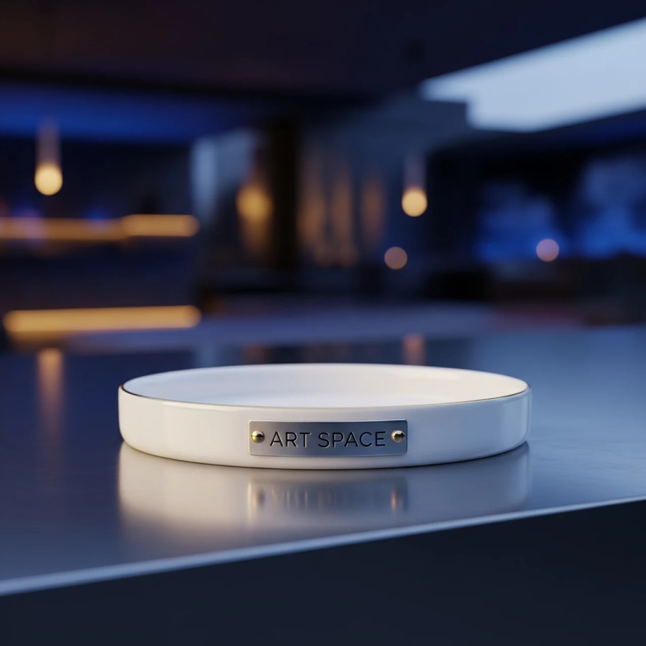 Аренда Тарелочка для комплимента Беладонна белая с золотой каймой 85х25 мм в пляжном клубе Del Mar — ART SPACE