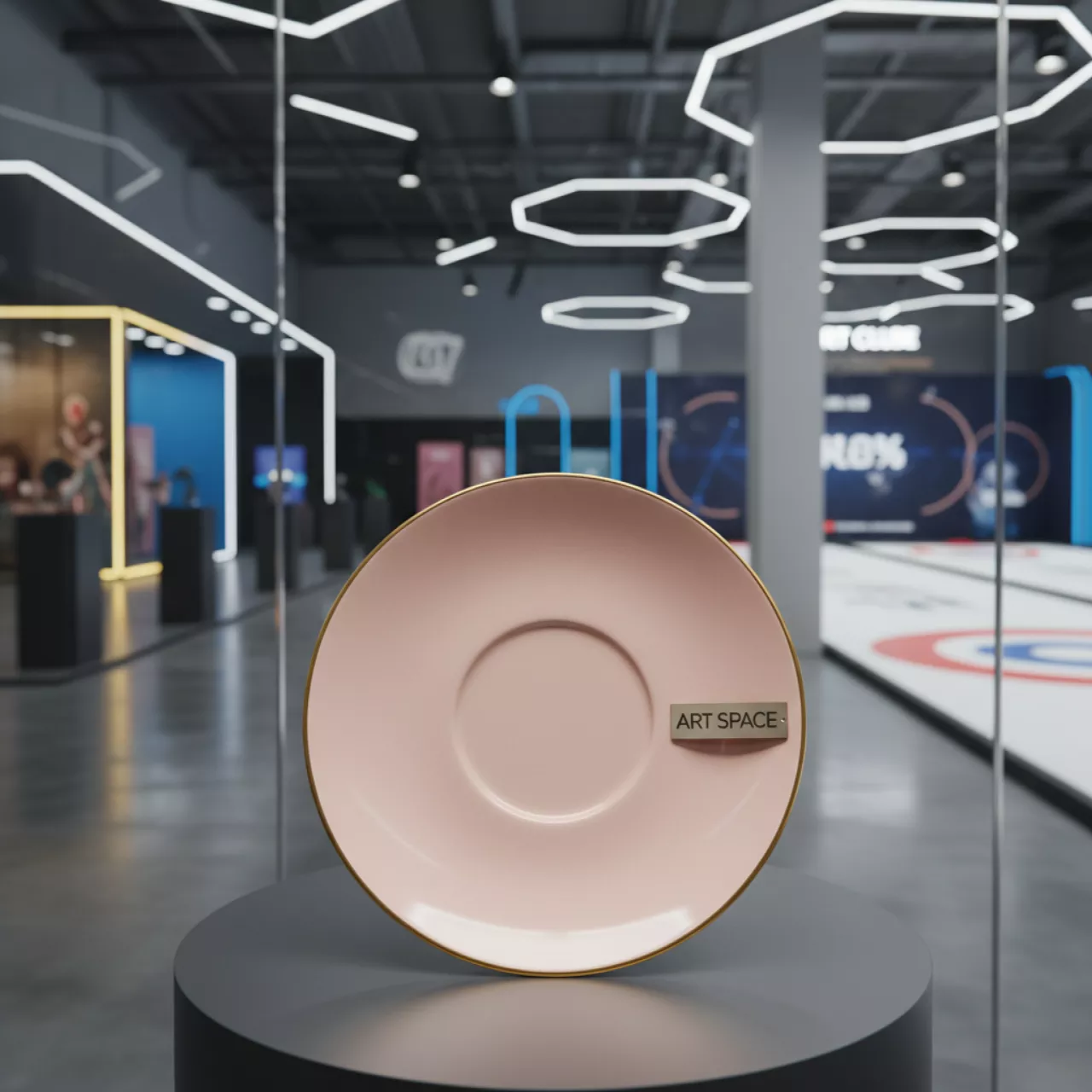 Аренда Тарелочка для комплимента Магнолия розовая с золотой каймой D 8,5 см H 2,5 см в Керлинговом центре «Ледяной куб» — ART SPACE