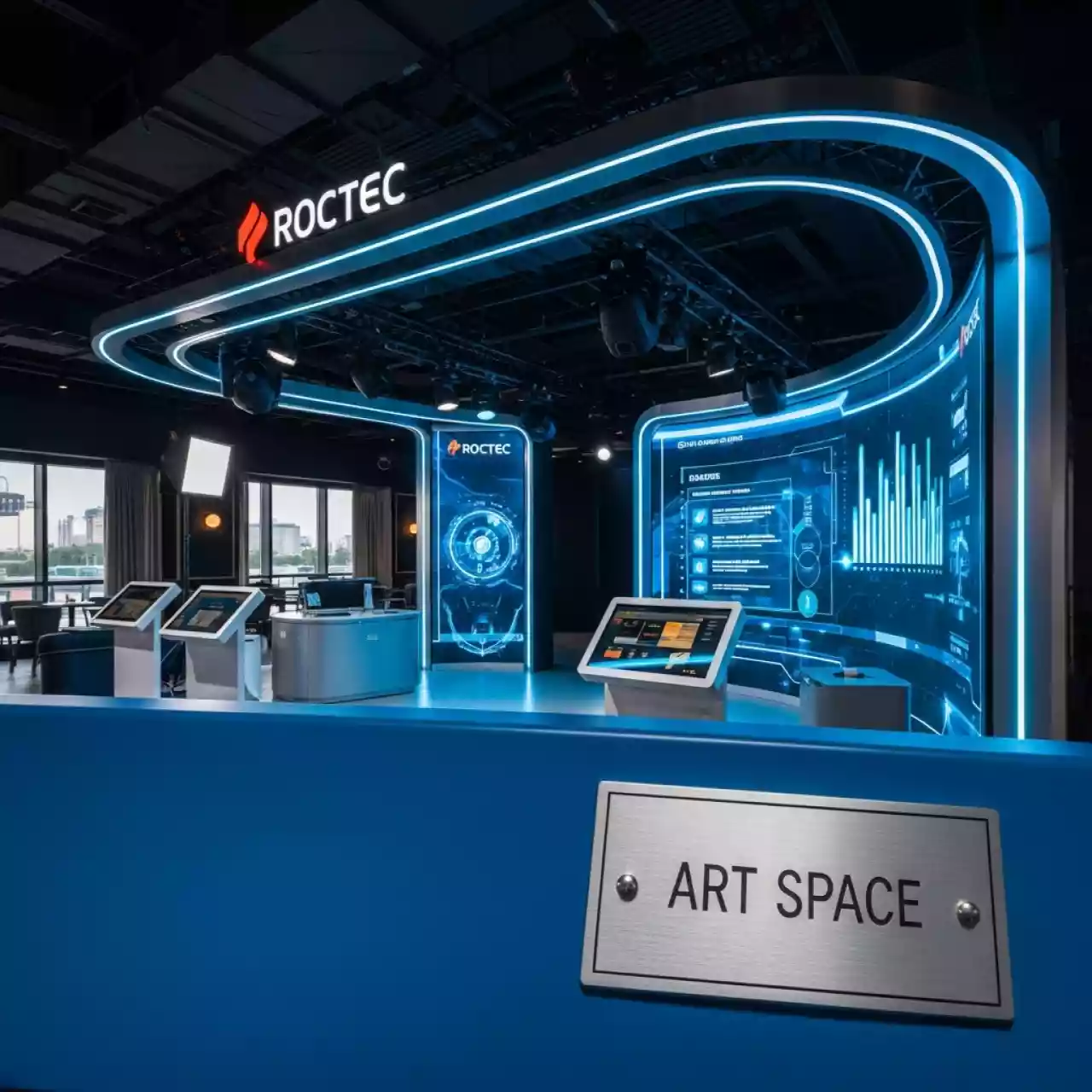 Аренда Техническое обеспечение стенда Ростех на WorldSkills в ресторане «Магеллан» — ART SPACE