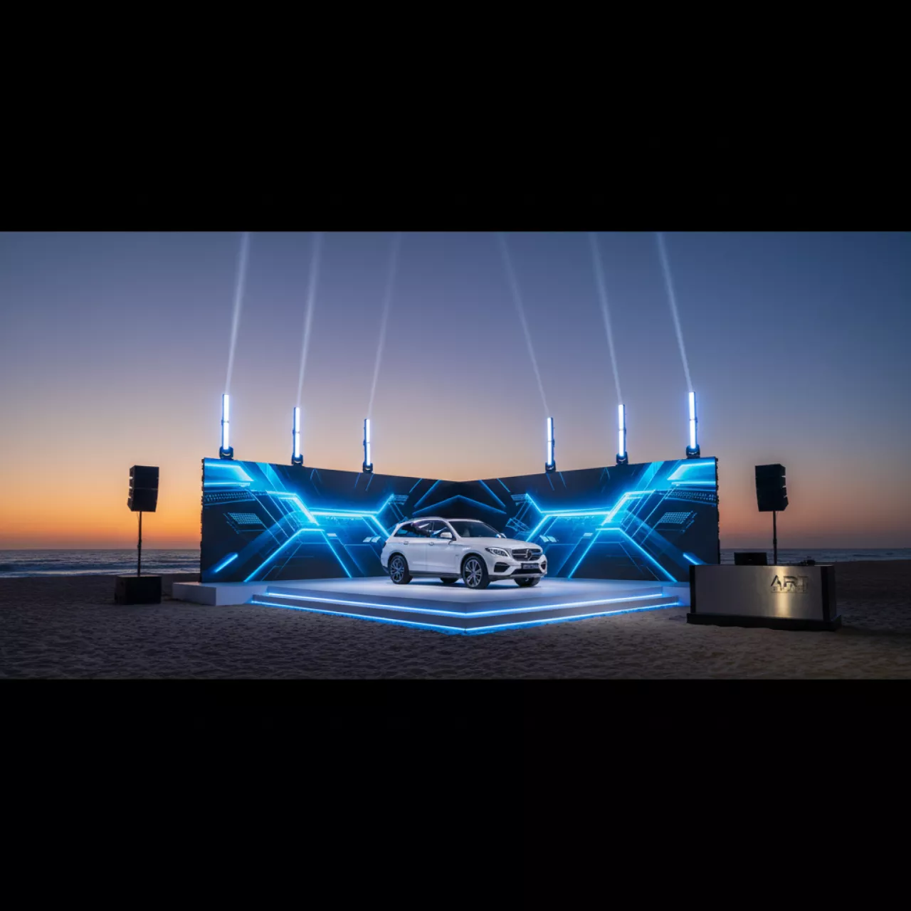 Аренда Техническое оснащение презентации BMW X3 на пляже «Мандарин» — ART SPACE