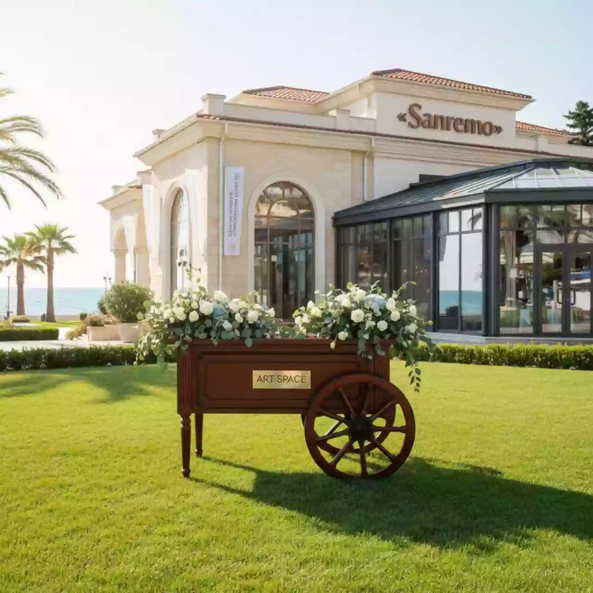 Аренда Телеги декоративные деревянные в ресторане «Sanremo» — ART SPACE