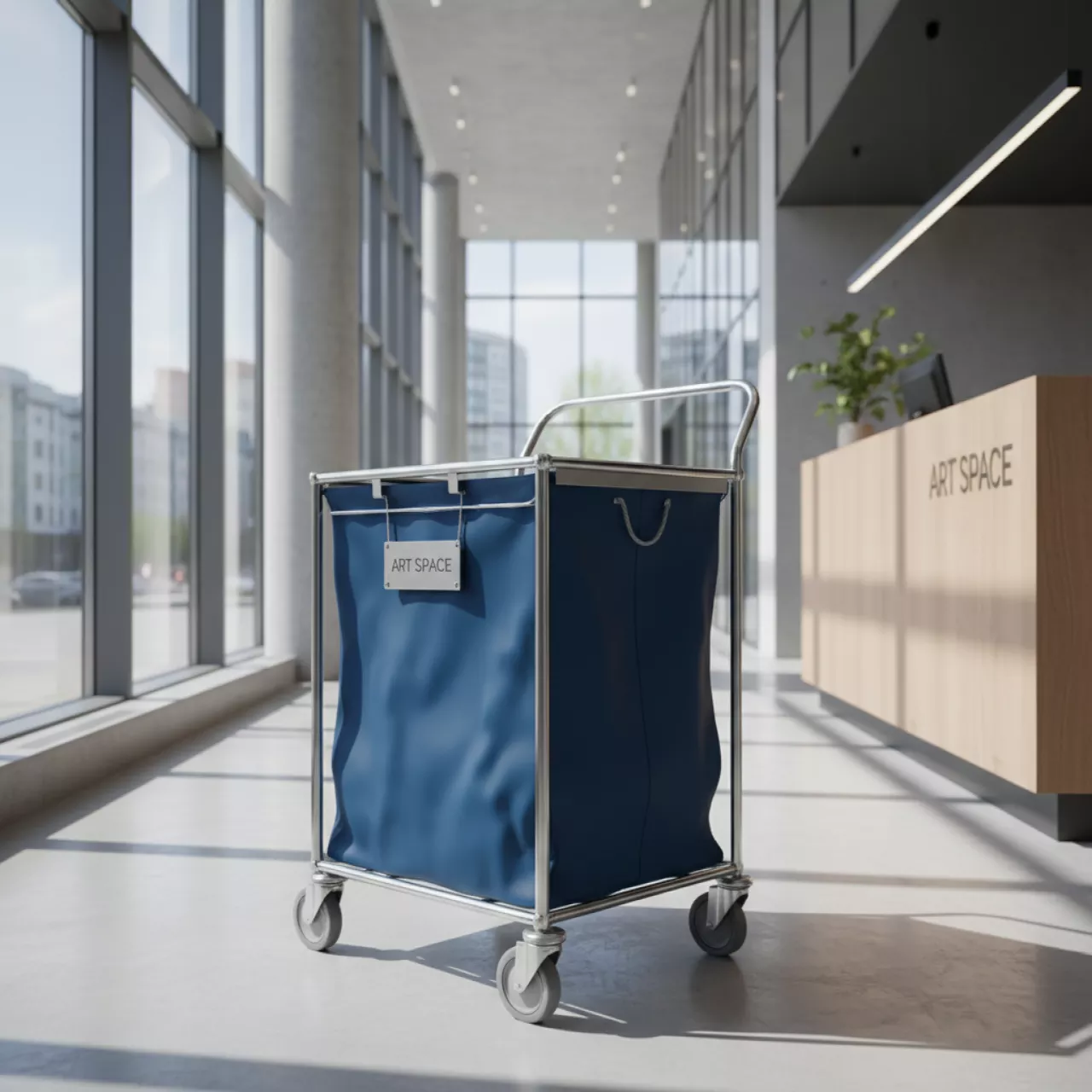 Аренда Тележка для горничной с синим мешком в санатории «Русь» — ART SPACE