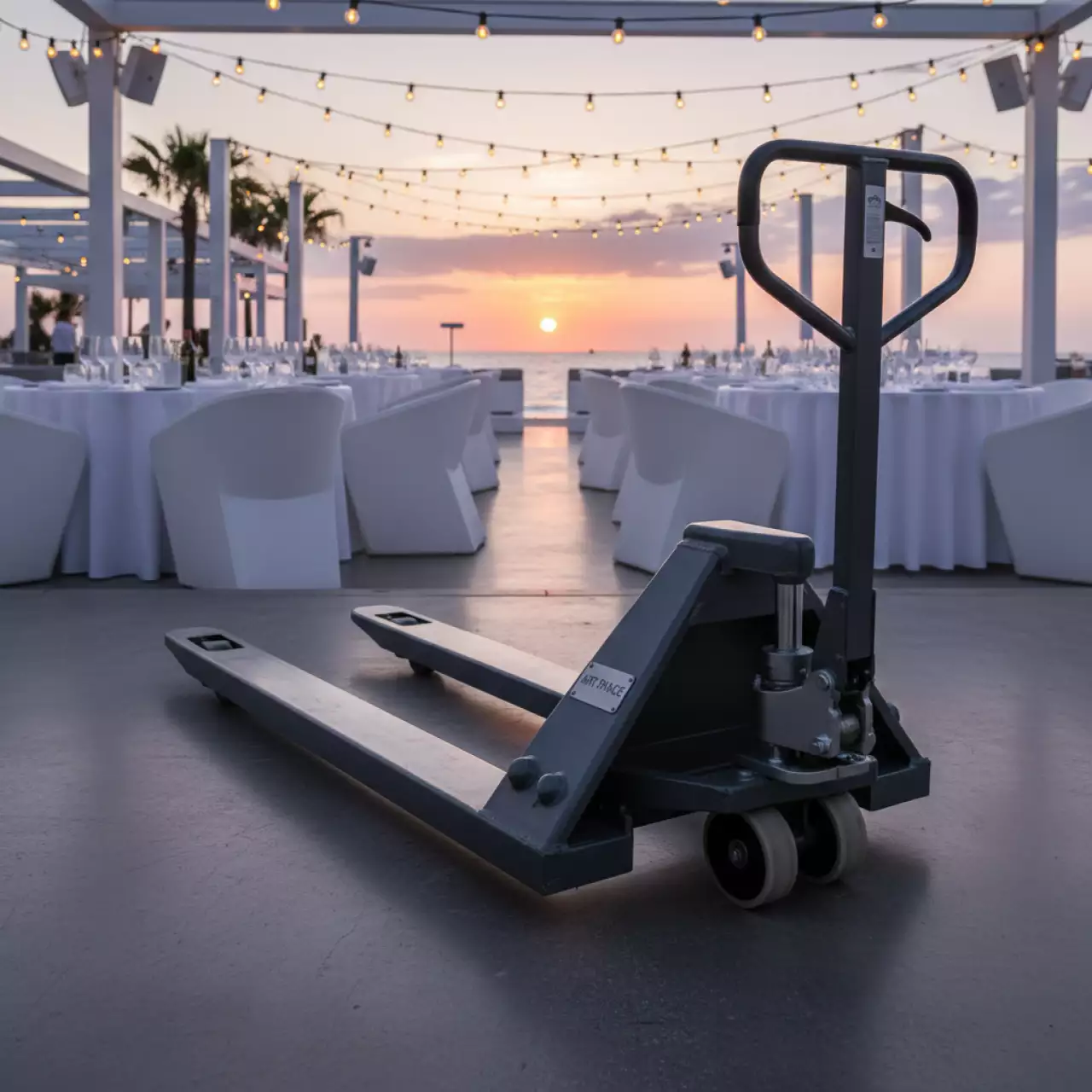 Аренда Тележка гидравлическая с нестандартной длиной вил Tisel T25 09 в пляжном клубе Del Mar — ART SPACE