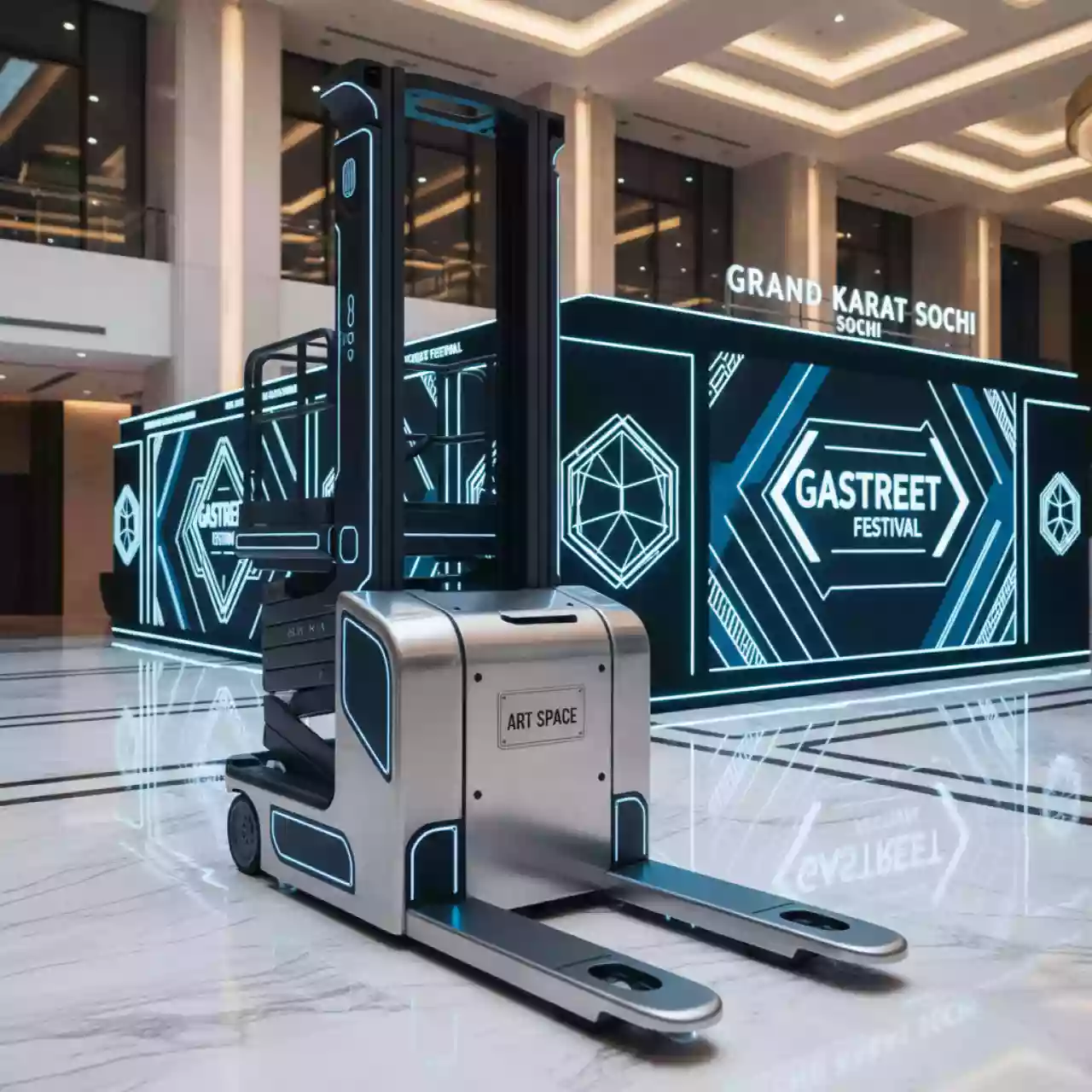 Аренда Тележка гидравлическая с ножничным подъемом Tisel TX10 в Grand Karat Sochi — ART SPACE