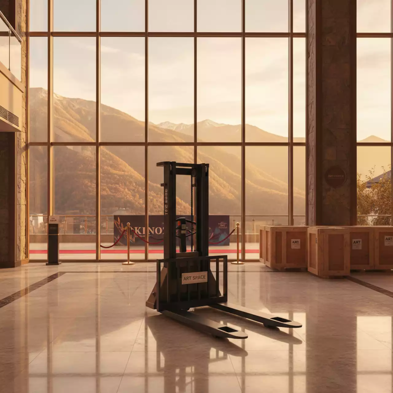 Аренда Тележка гидравлическая Tisel T25B685 с широкими вилами нестандартной длины в Rixos Krasnaya Polyana — ART SPACE