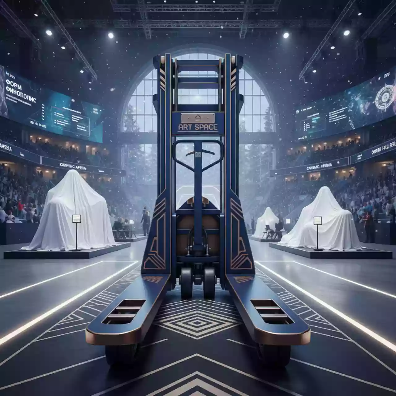 Аренда Тележка гидравлическая Tisel T25B850 с широкими вилами нестандартной длины в Сириус Арене — ART SPACE