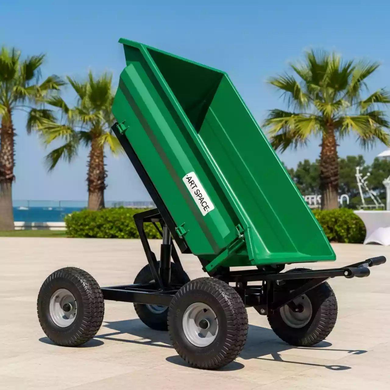 Аренда Тележка садовая самосвал зеленая G201 в банкетном зале «Дельфин» — ART SPACE