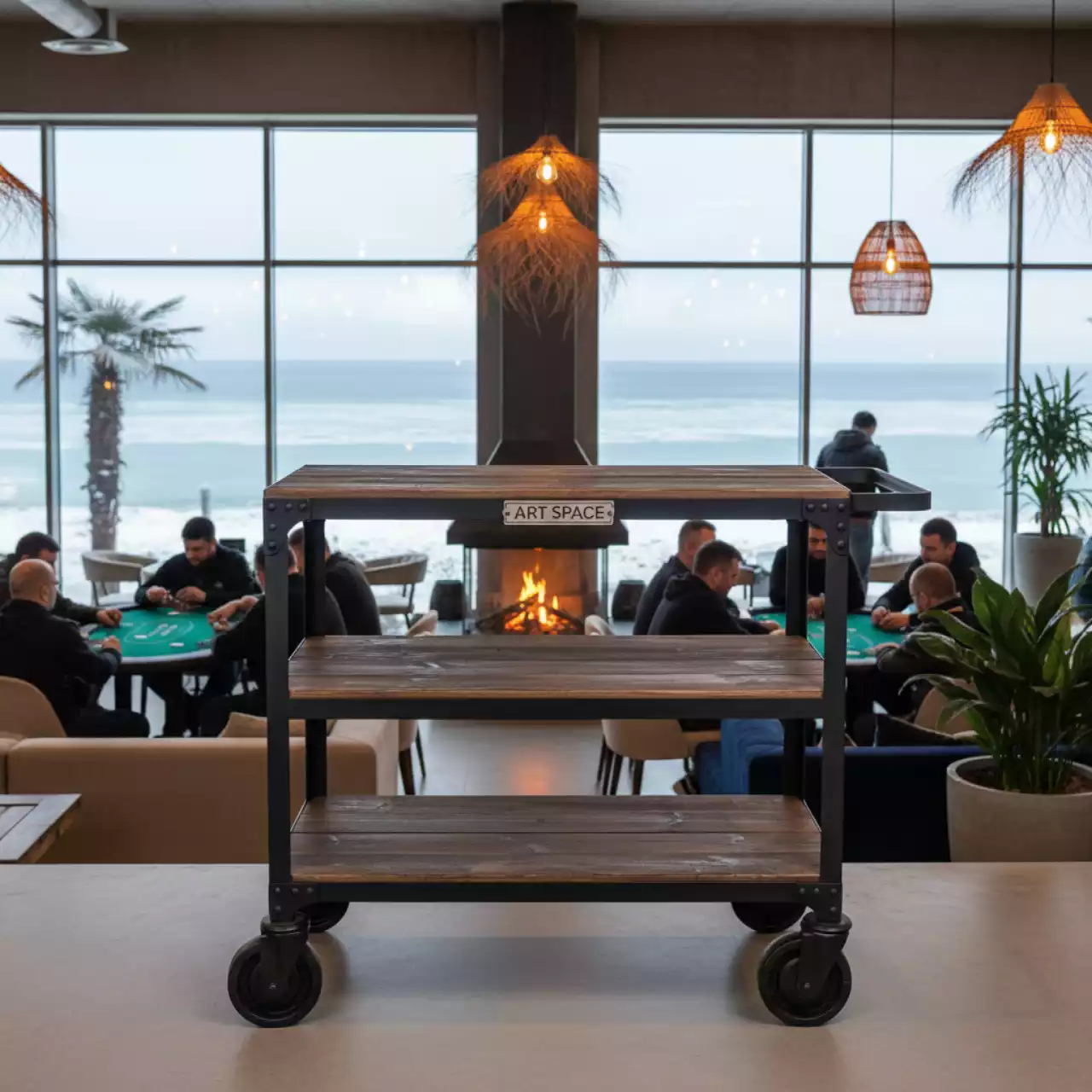 Аренда Тележка сервировочная Helper из дерева в пляжном комплексе VinoGrad — ART SPACE