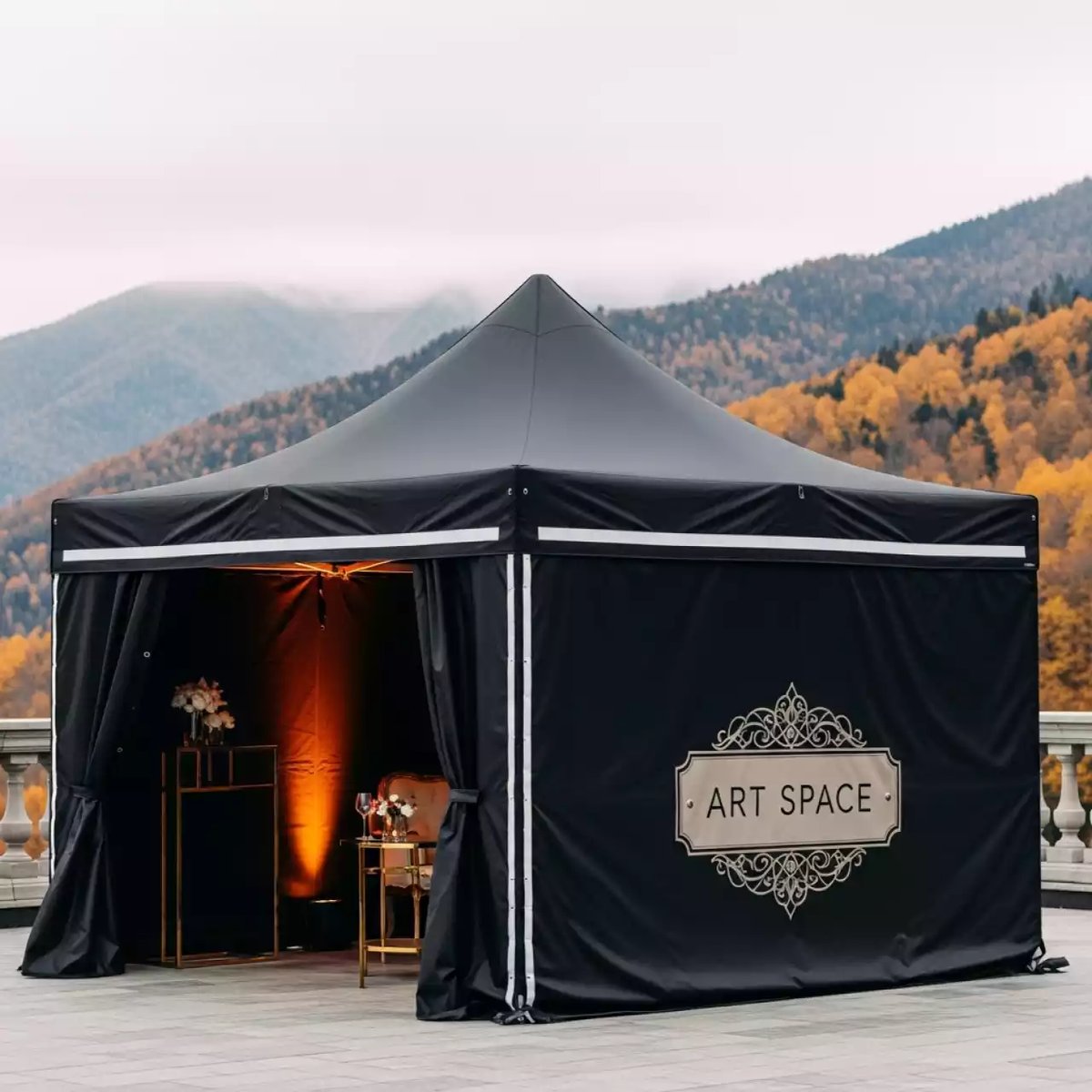 Аренда Тент быстровозводимый черный 4х8 м в Golden Tulip Rosa Khutor — ART SPACE