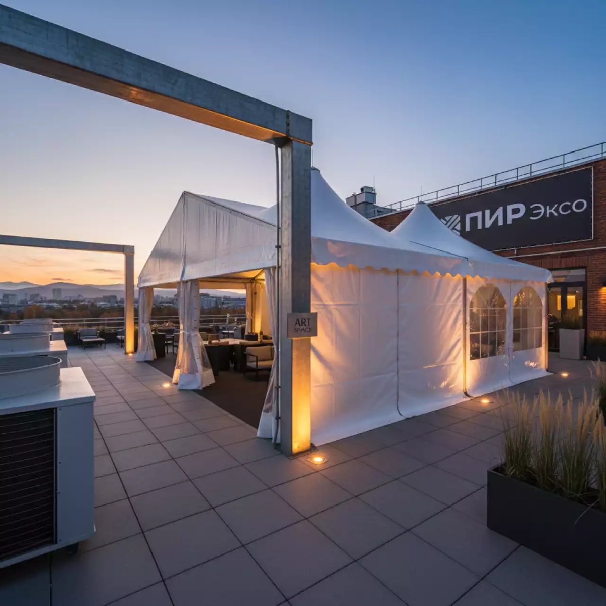 Аренда Тент Кайт 8х12 белый со стенками в ресторане «Магадан» — ART SPACE