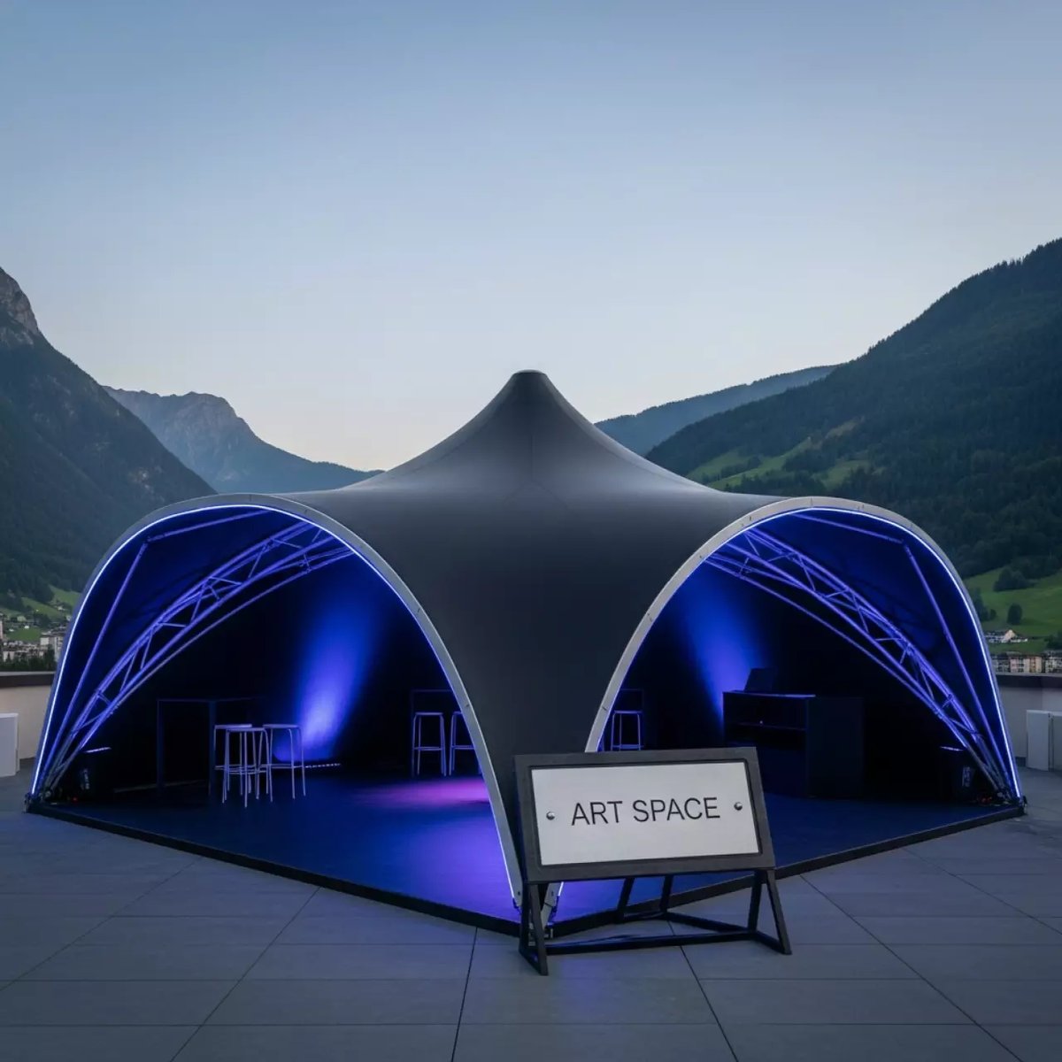 Аренда Тентовая конструкция Barbieri Onda Black 4х4 м в Green Flow Hotel — ART SPACE