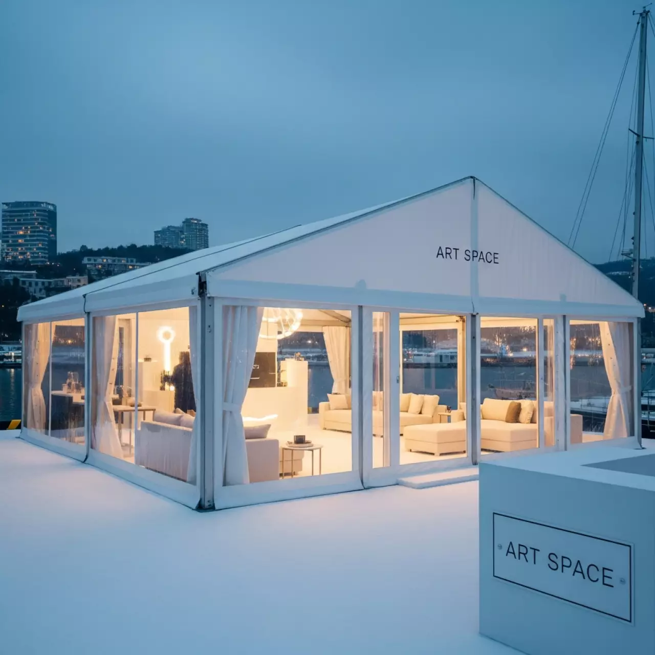 Аренда Тентовый павильон 15 на VIP теплоходе (Морпорт Сочи) — ART SPACE