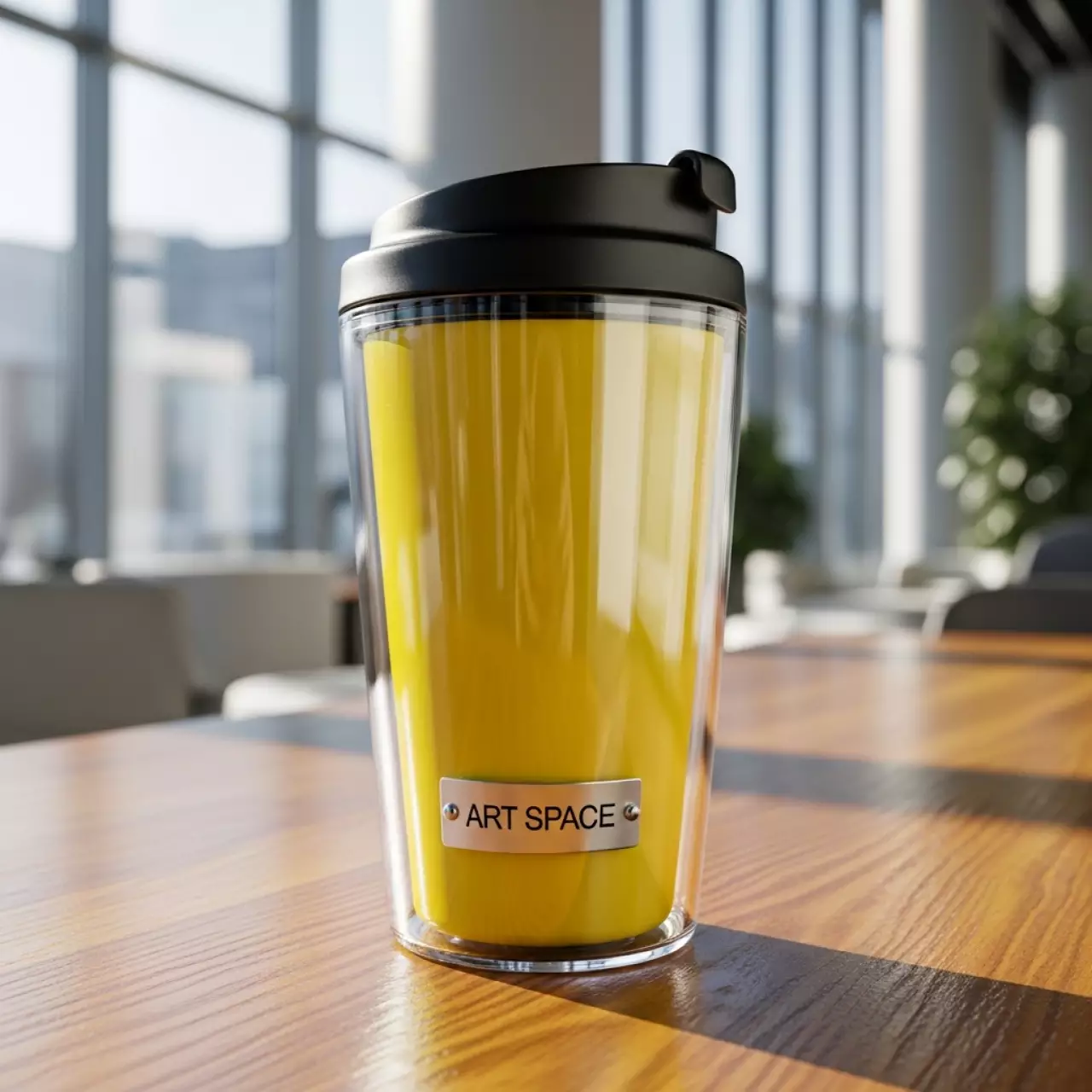 Аренда Термостакан пластиковый под полиграфическую вставку желтый в комплексе «Дагомыс» — ART SPACE