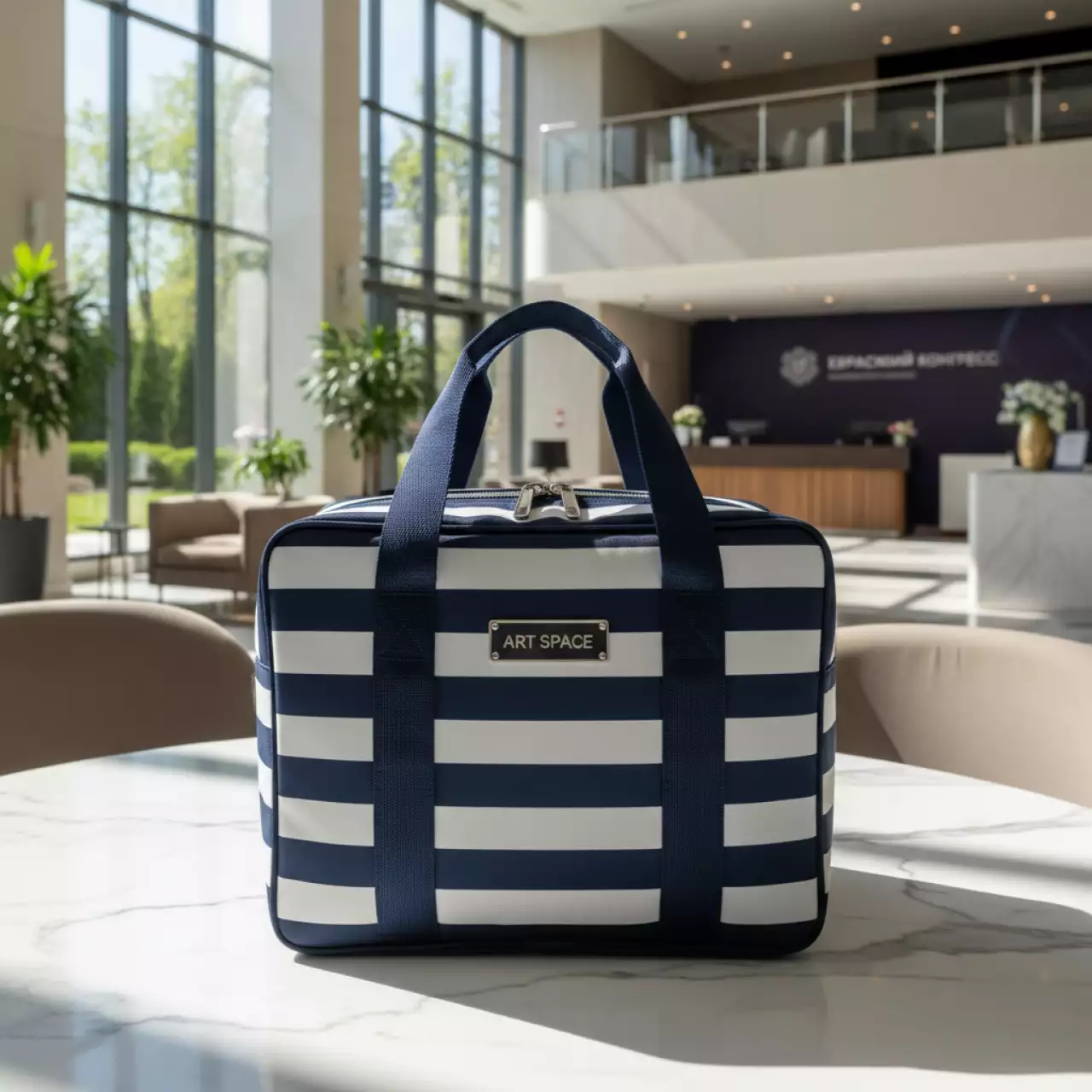 Аренда Термосумка Green Glade 600D полиэстер синяя полосатая в Pullman Sochi Centre — ART SPACE