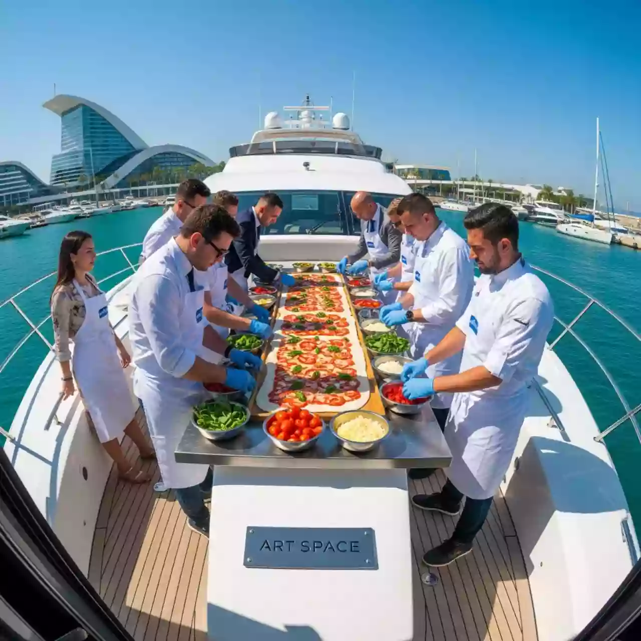Аренда Тимбилдинг трехметровая пицца на VIP-яхте (Имеретинский порт) — ART SPACE