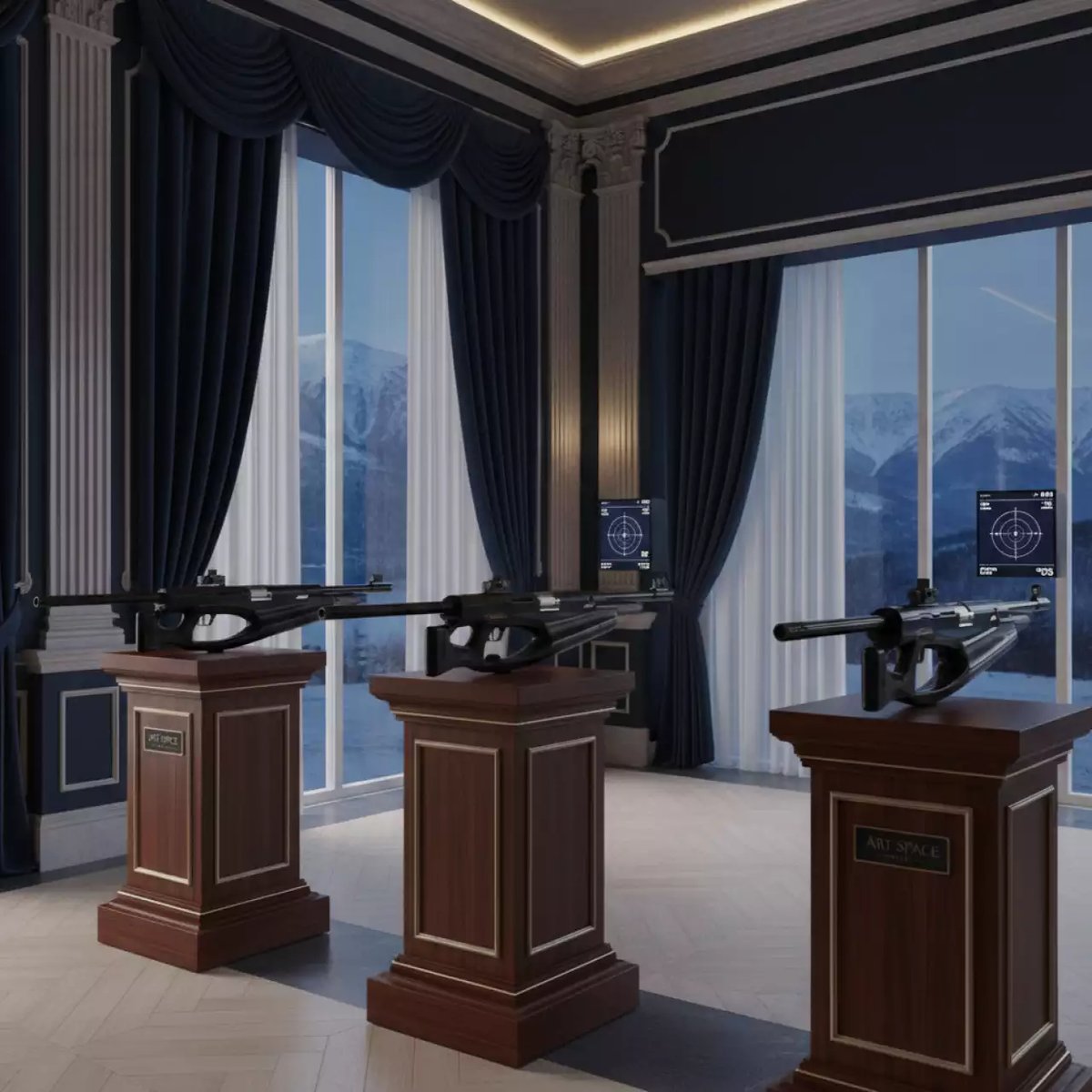 Аренда Тир лазерный ЛСКинтир Патриот Спорт винтовки бумажные мишени 3 стрелка комплект на арене «Фишт» — ART SPACE