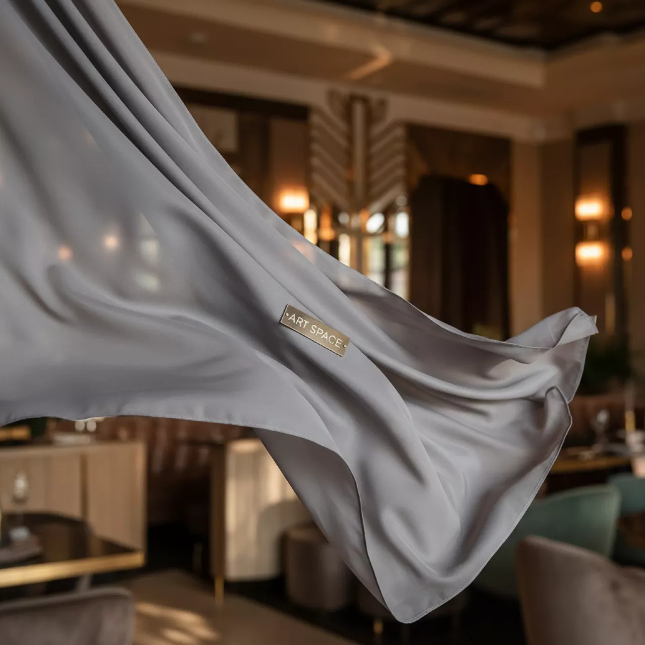 Аренда Ткань фатин серый 1 м в ресторане «Магадан» — ART SPACE