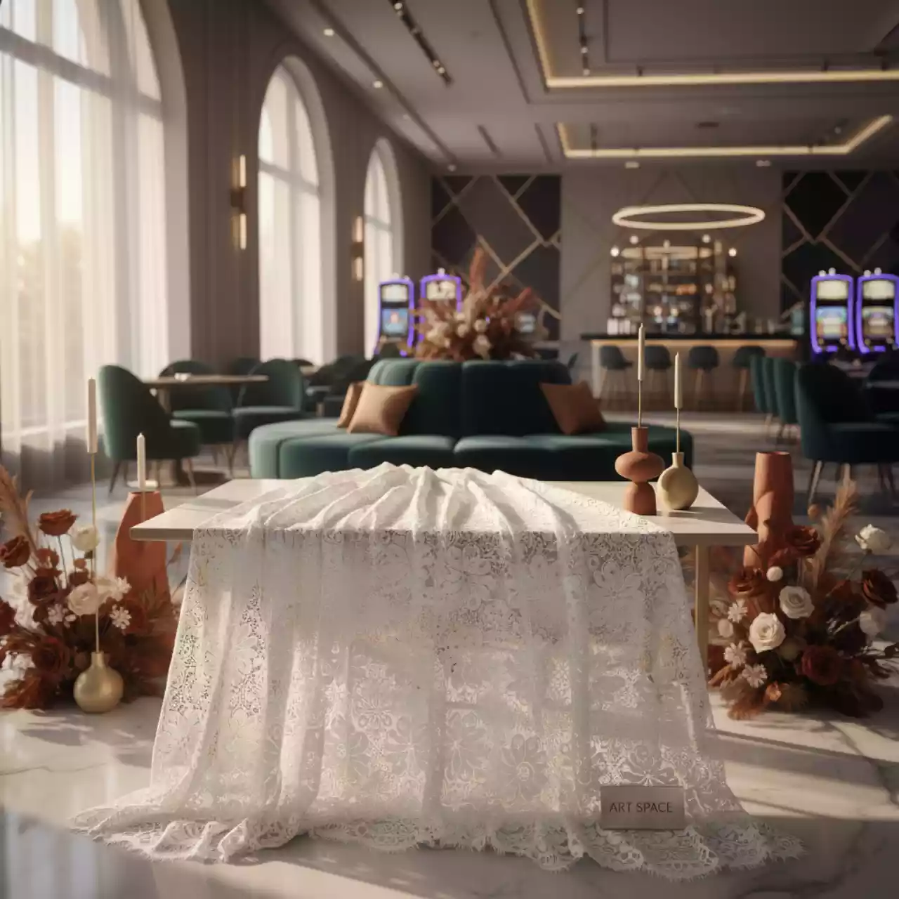 Аренда Ткань кружевная белая 1 м в казино «Сочи» — ART SPACE