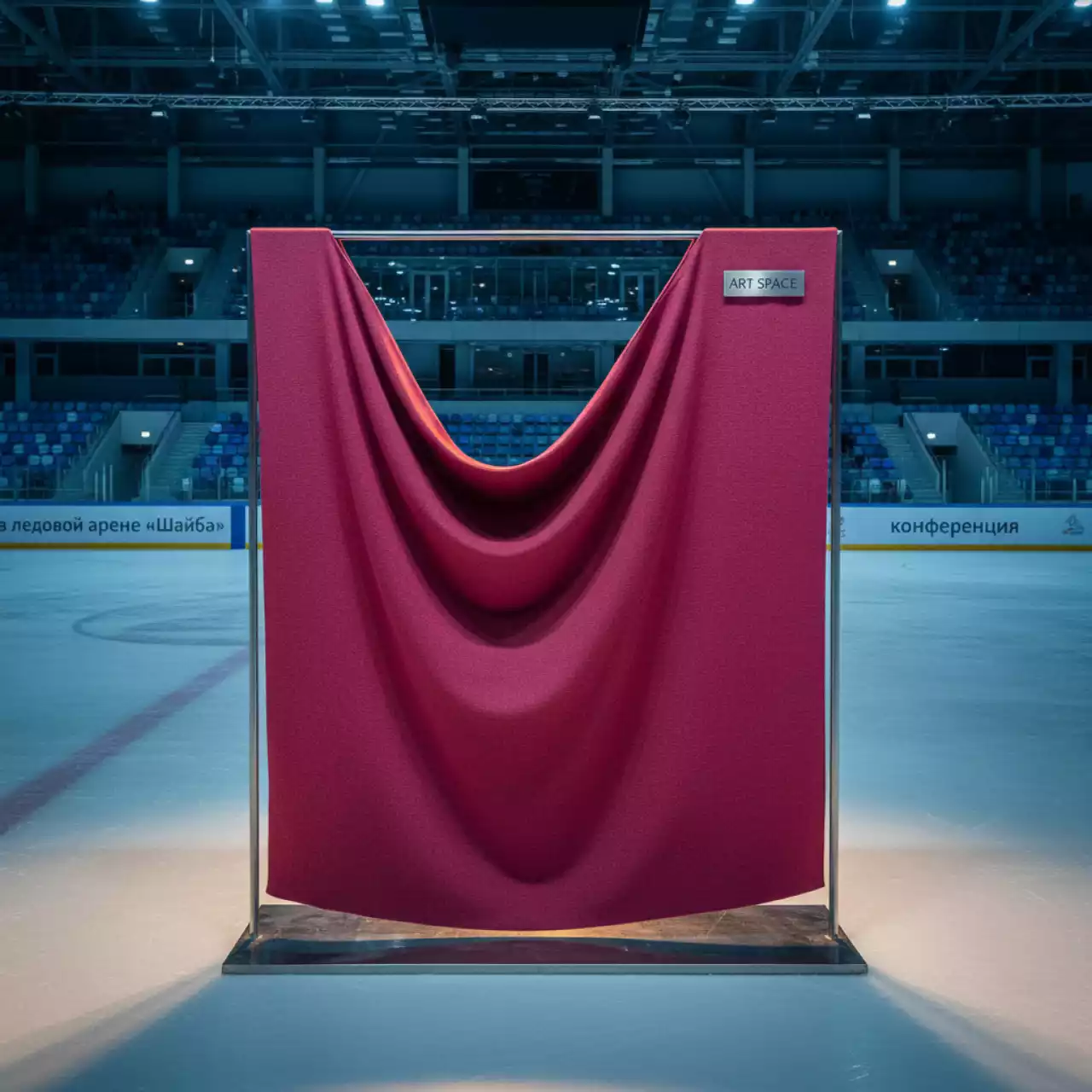 Аренда Ткань малиновая 1 м в ледовой арене «Шайба» — ART SPACE