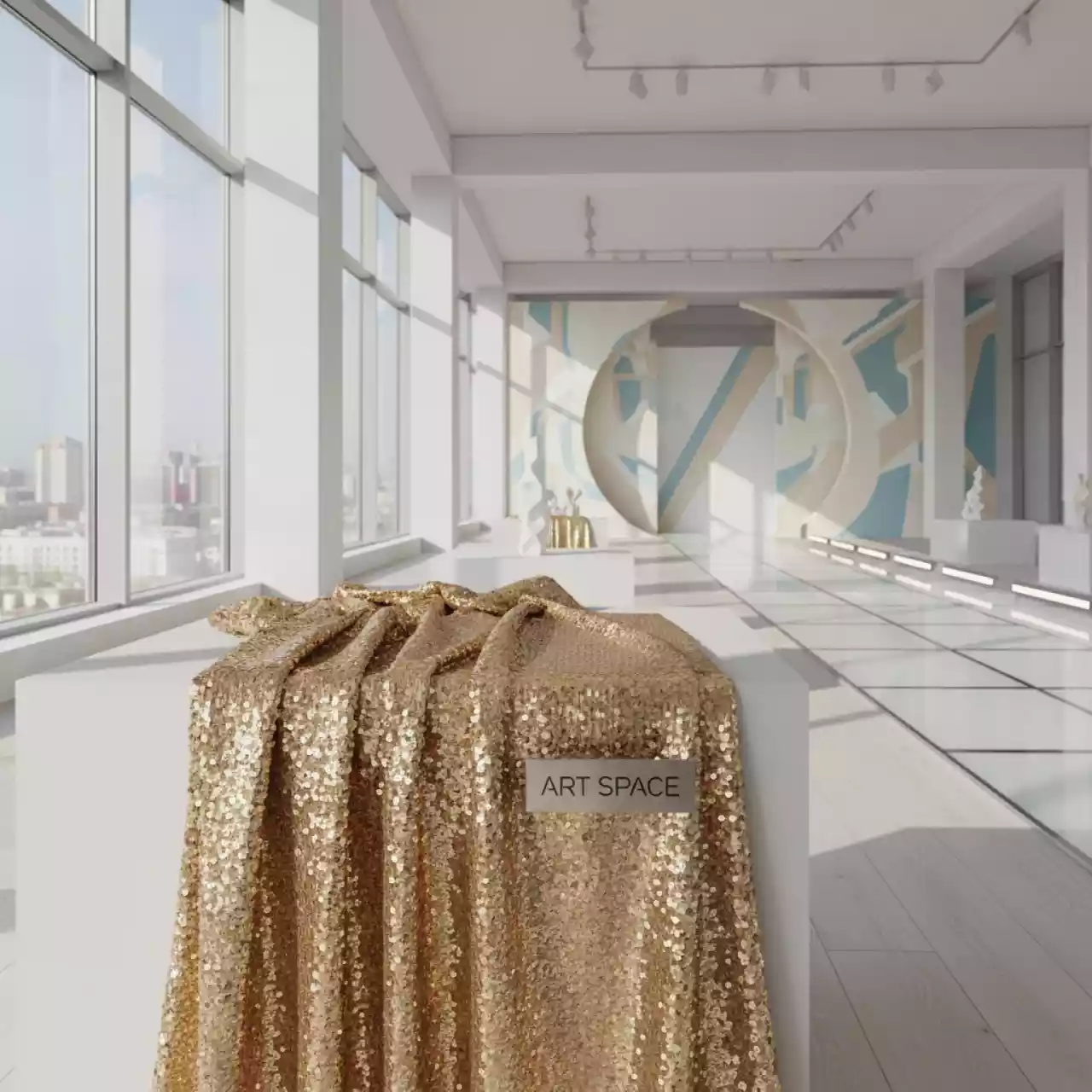 Аренда Ткань с пайетками золотая в этно-парке «Моя Россия» — ART SPACE